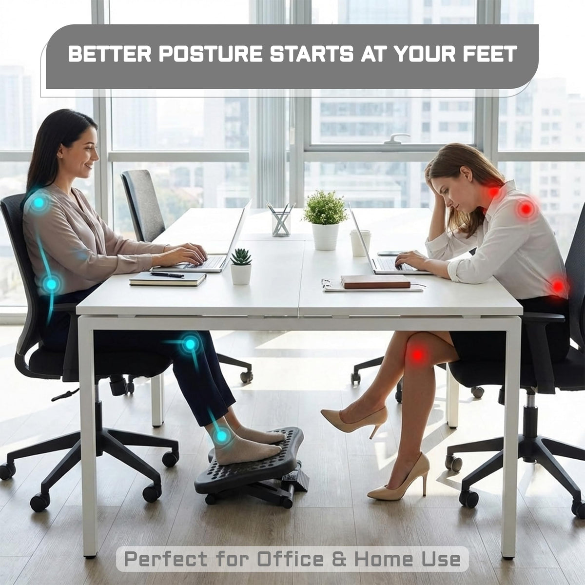 Adjustable Footrest Under Desk – Ergonomic Office Foot Rest with Massage Surface – Anti Slip Foot Stool for Home & Office