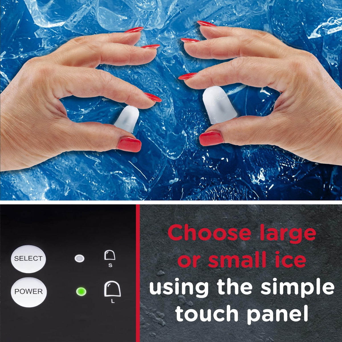Sensio Home Ice Cube Maker Countertop Machine 9 Ice Cubes in Minutes, 12KG of Ice in 24 Hours, Large & Small Ice, Self Cleaning, With Ice Basket &