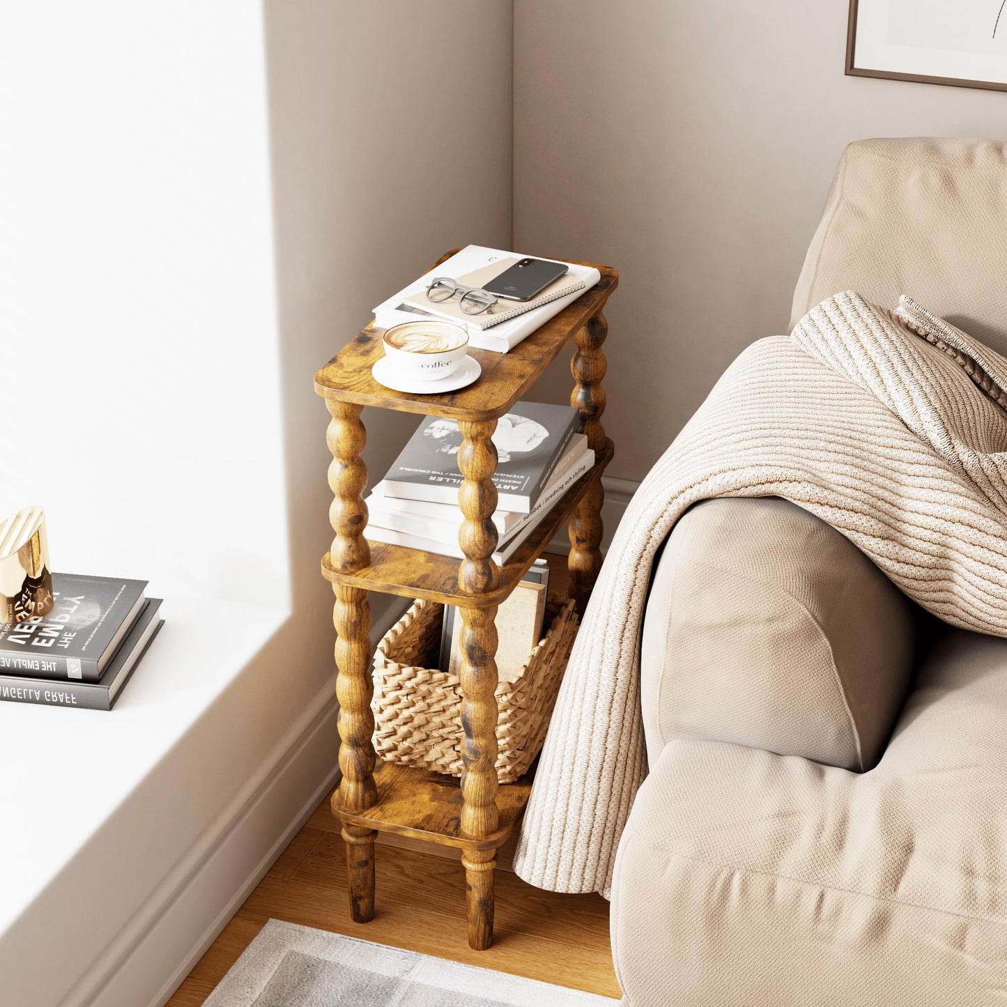 JERX 3-Tier Narrow Side Table Small End Table