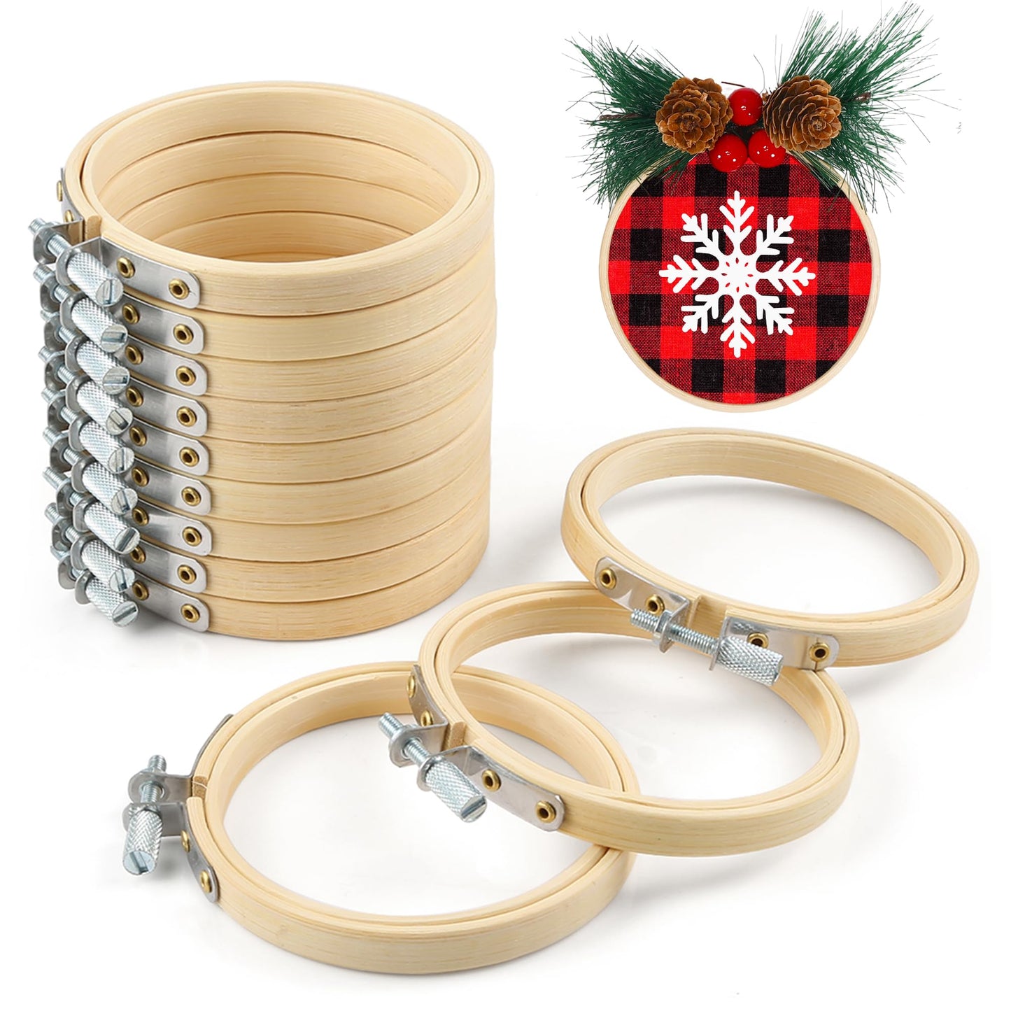 Caydo 12 Pieces 8cm/3 inch Embroidery Hoops Set Bulk Circle Cross Stitch Hoop for Sewing and Decoration