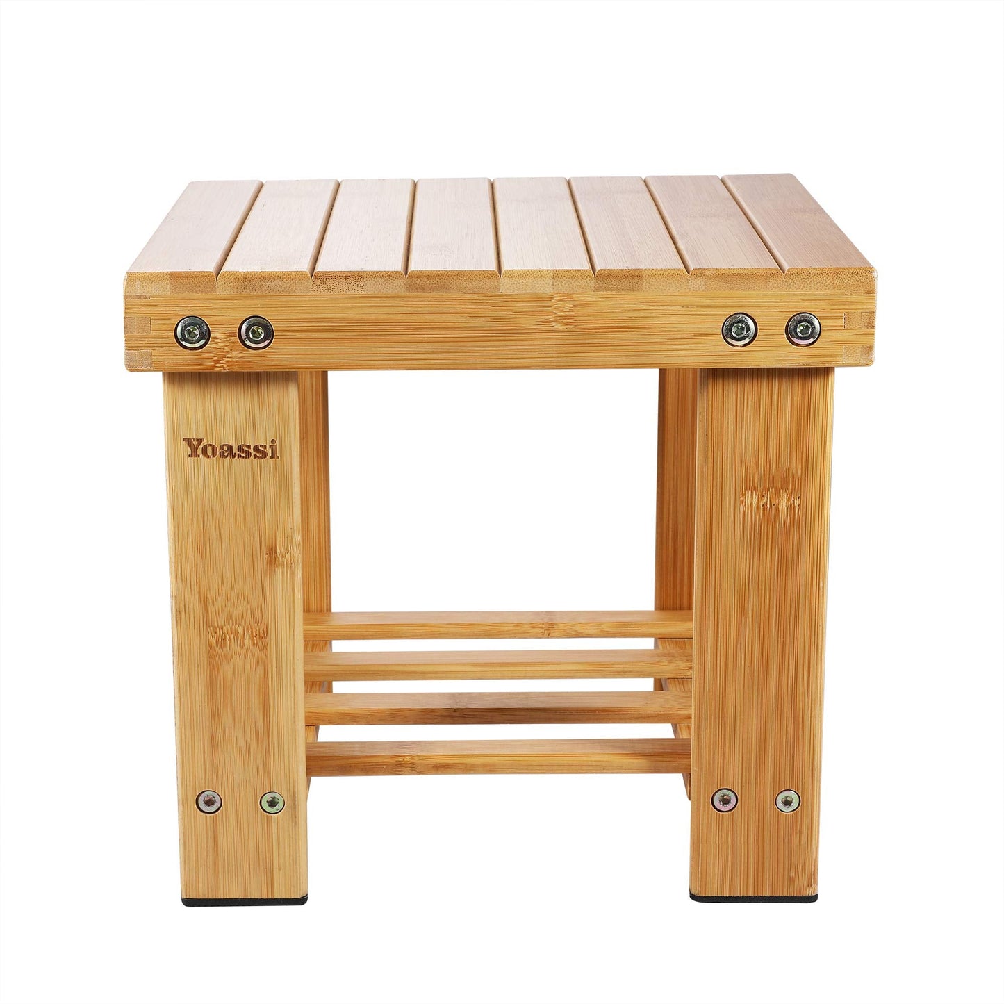 Yoassi Step Stool, Heavy Duty Bamboo Multi Purpose Step Stool&Seat With a Storage Shelf for Kids or Adults, 100% Natural Bambo (S)