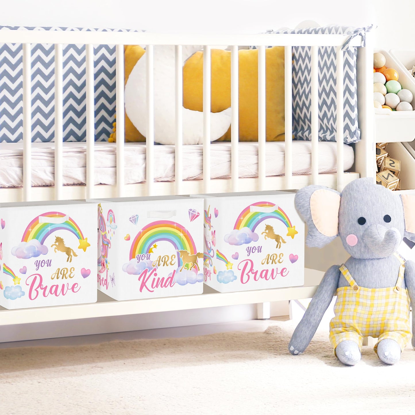 Clastyle 3 pcs Unicorn Cube Storage Boxes for Shelves Kallax Boxes