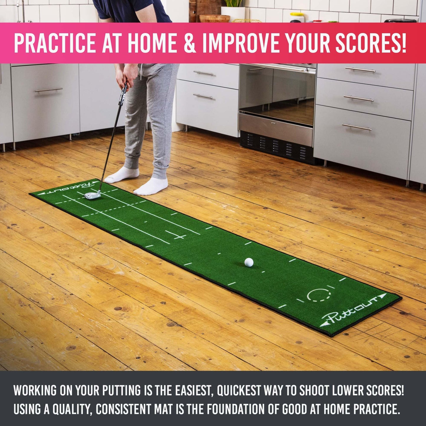 PuttOUT Medium Putting Mat - 240cm x 50cm