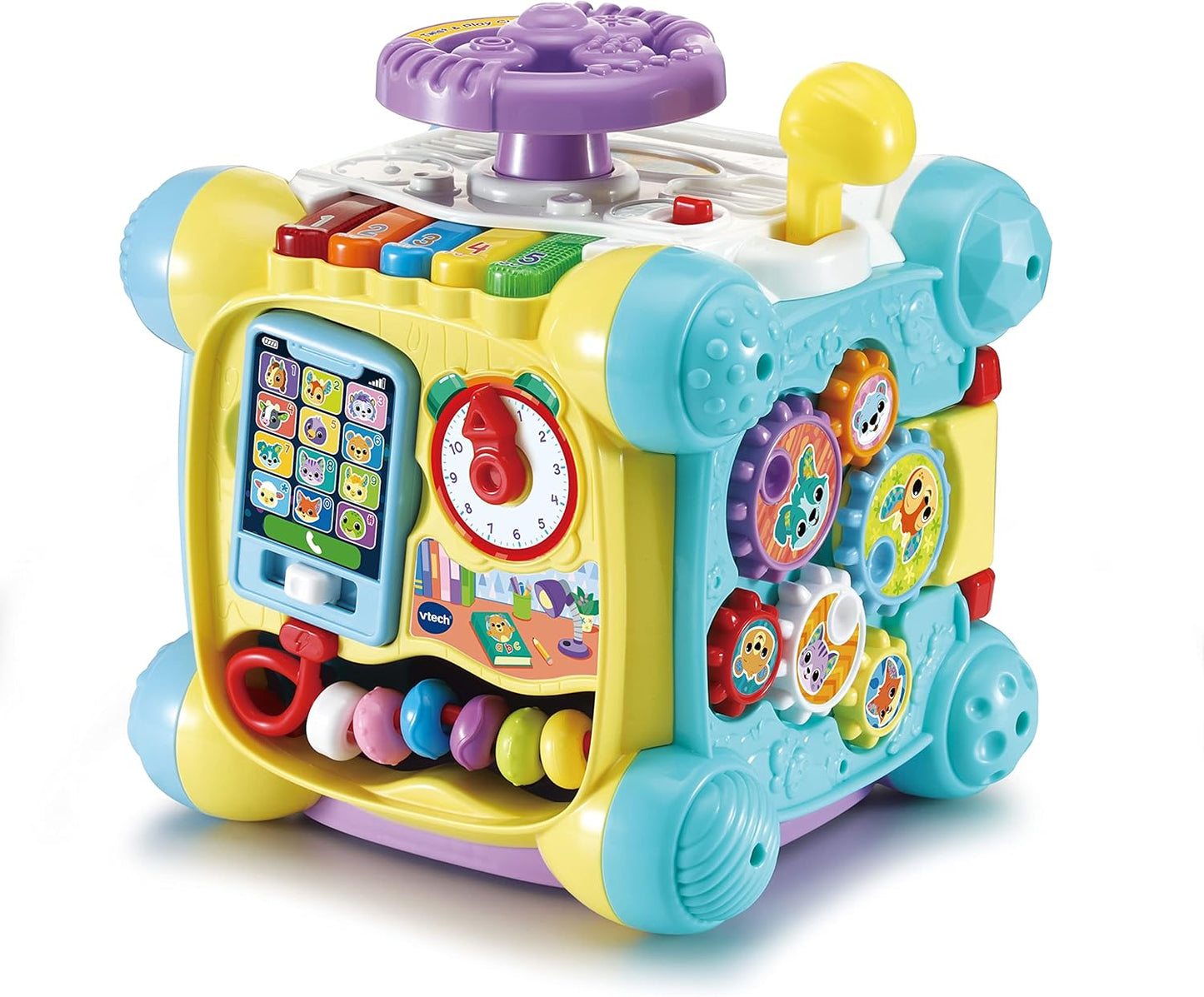 VTech Baby Twist & Play Cube, Interactive Baby Toy. Used very good. Missing mobile phone. Scruffy box.