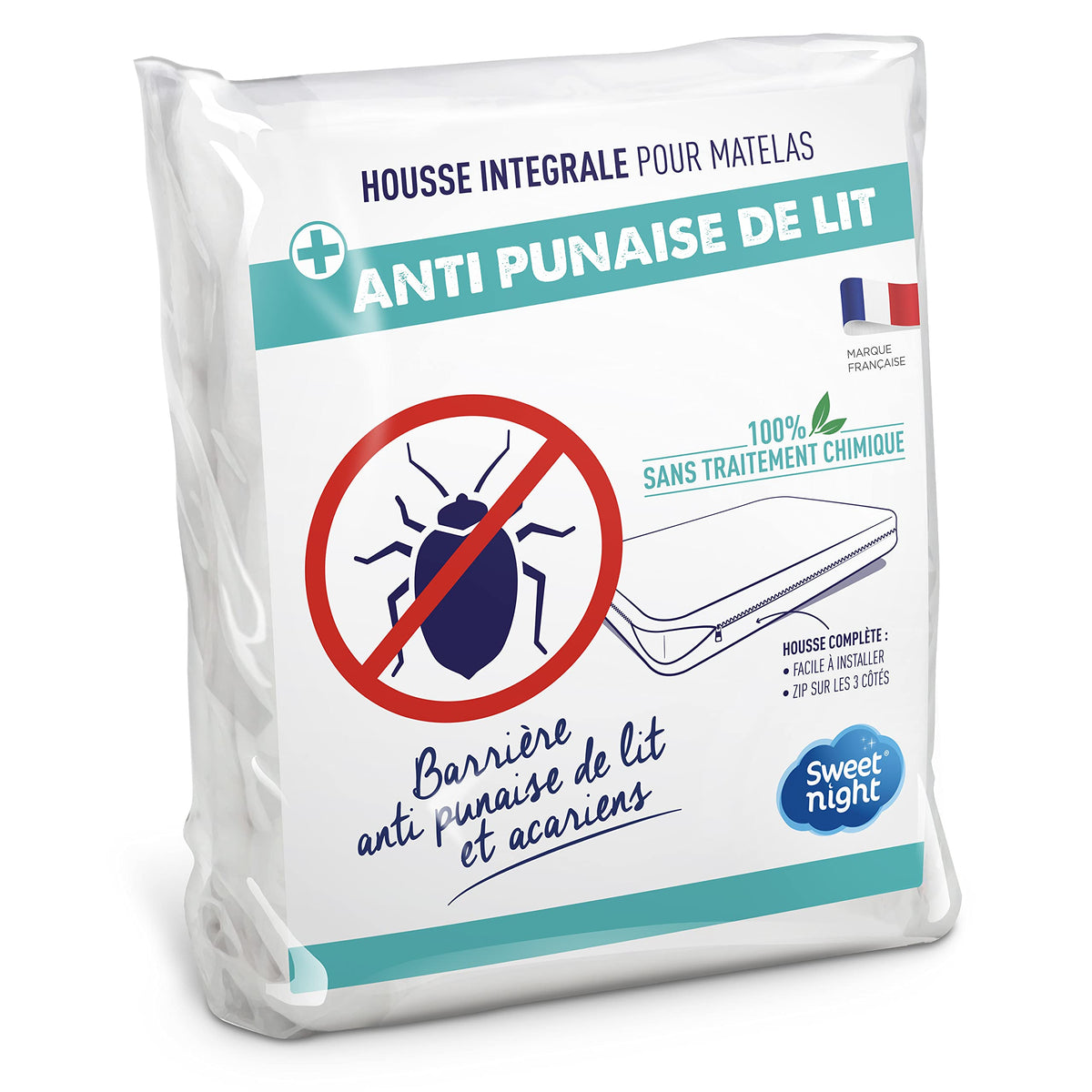 Sweetnight - Full mattress cover 140x190 - 25 cm | Anti-bedbugs and anti-mites | Renove Mattress: Protect Your Mattress Completely | Zipper