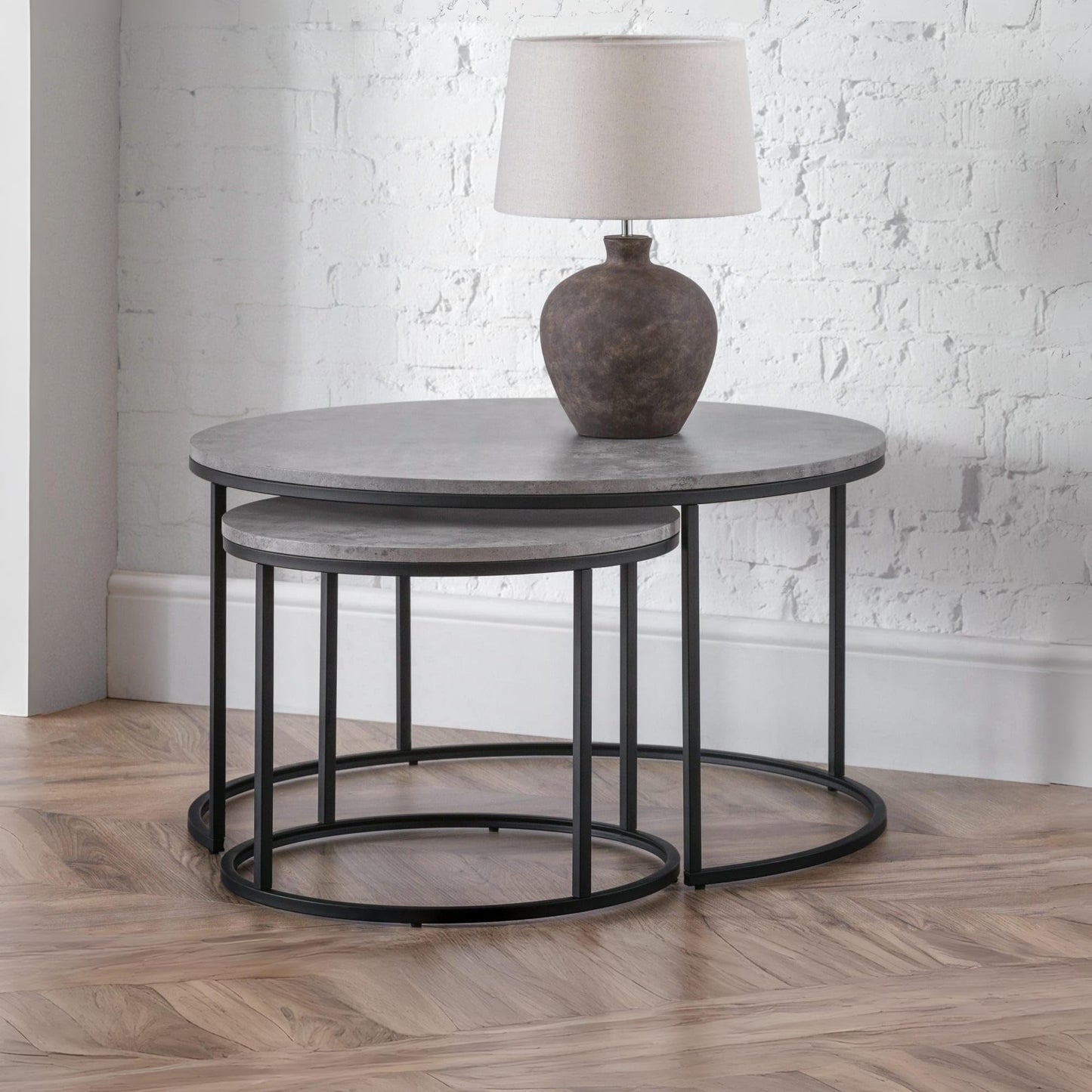 Julian Bowen Staten Nesting Coffee Tables, Concrete Effect - H55 x W40cm