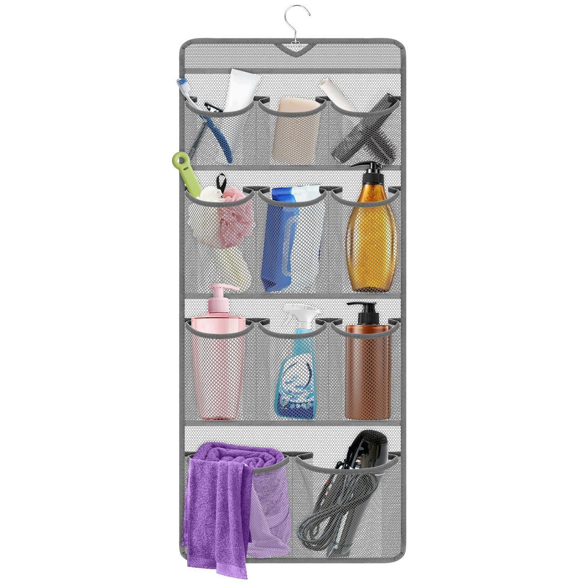 EEEKit Hanging Shower Organizer, 11 Pockets Quick Drying Mesh Shower Caddy, Portable Space Saving Bathroom Organizer to Hold Shampoo, Soap, Loofah
