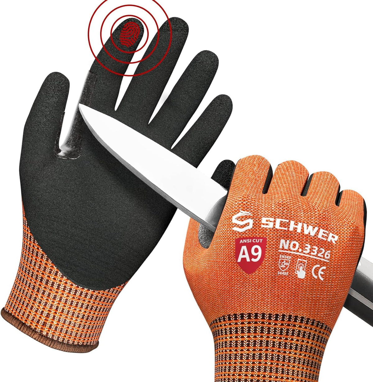 Schwer ProGuard Highest Level Cut Resistant Work Gloves PR3326 for Extreme Protection?ANSI A9 Cut Gloves with Reinforced Thumb, Non Slip, Breathable,