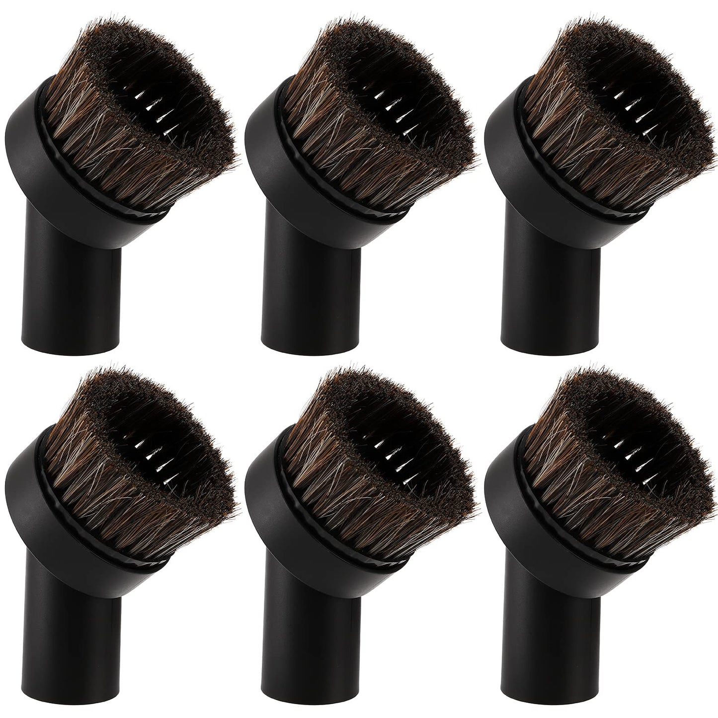 WUWEOT 6 Pack 1.25" (32mm) Vacuum Cleaner Brush Round Dust Brush, 25mm Horse Hair Vacuum Cleaner Attachment Replacement, Black Brush for Most Brand