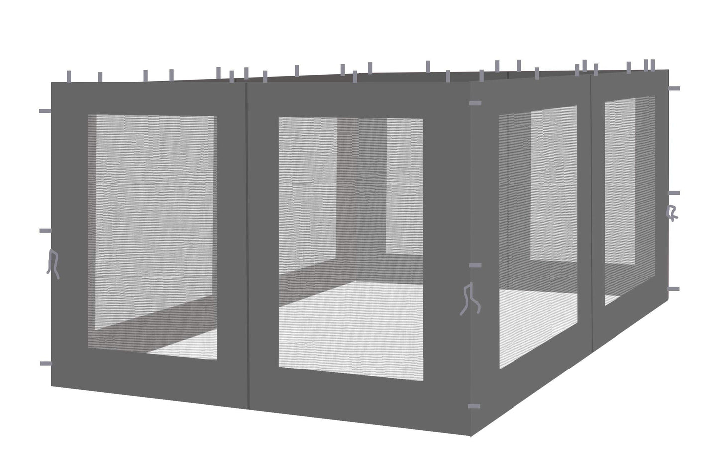 QUICK STAR 4 Side Panels with Mosquito Net 300x195cm Anthracite for Gazebo 3x3m