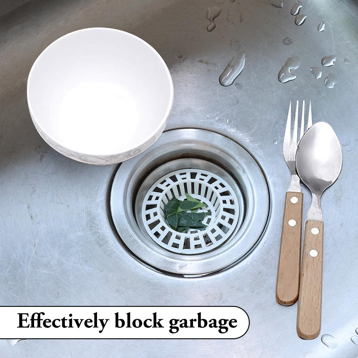 2 Pcs Plastic Sink Strainer, White Drain Hair Catcher Hair Plug Hole Plastic Lightweight Sink Filter Hair Trap Catch Waste Filter Plug Drain Filter