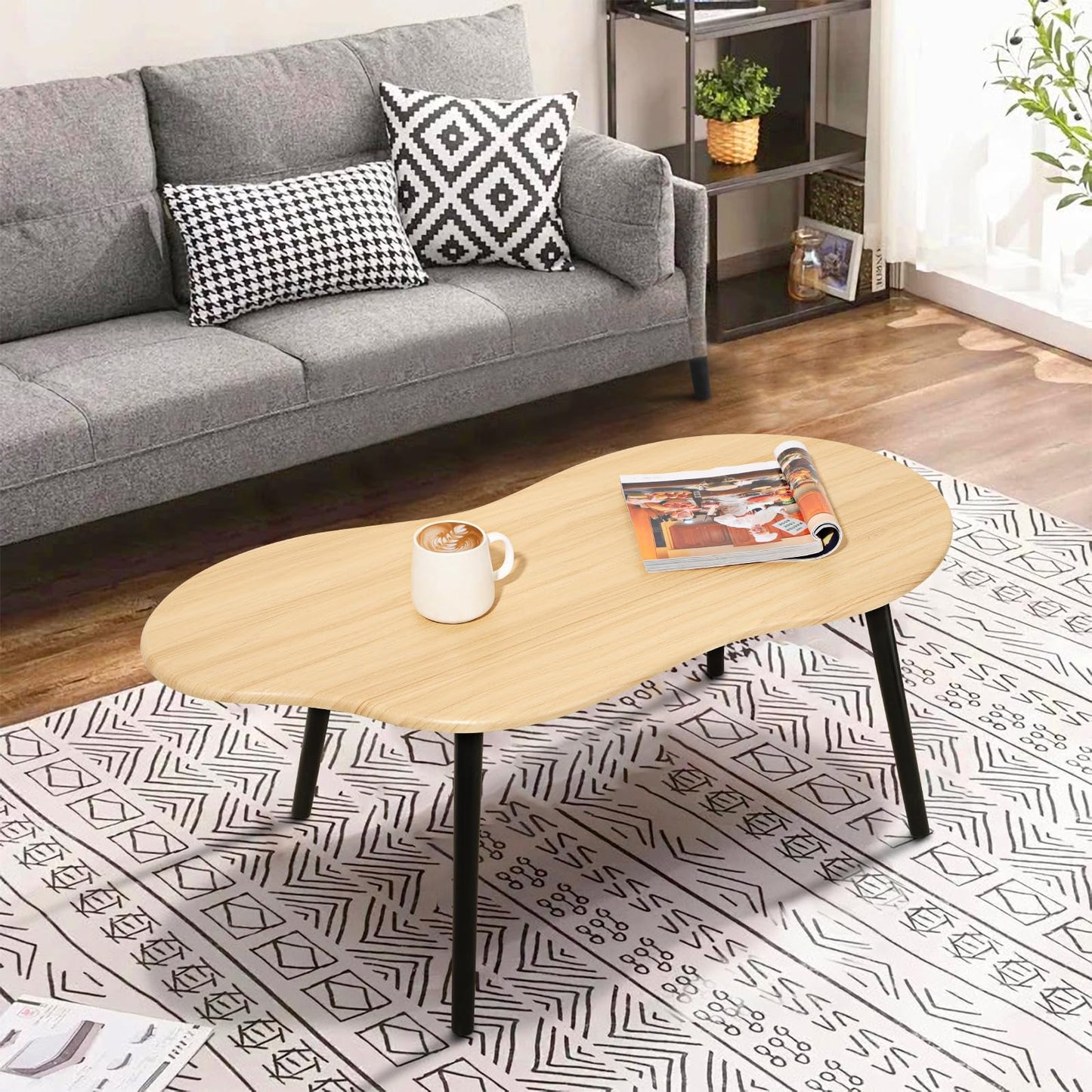 FEUFOAM Small Coffee Table Cloud Coffee Table Modern Center Table Floor Table Natural Wood Irregular Coffee Tables Suitable for Living Room Small