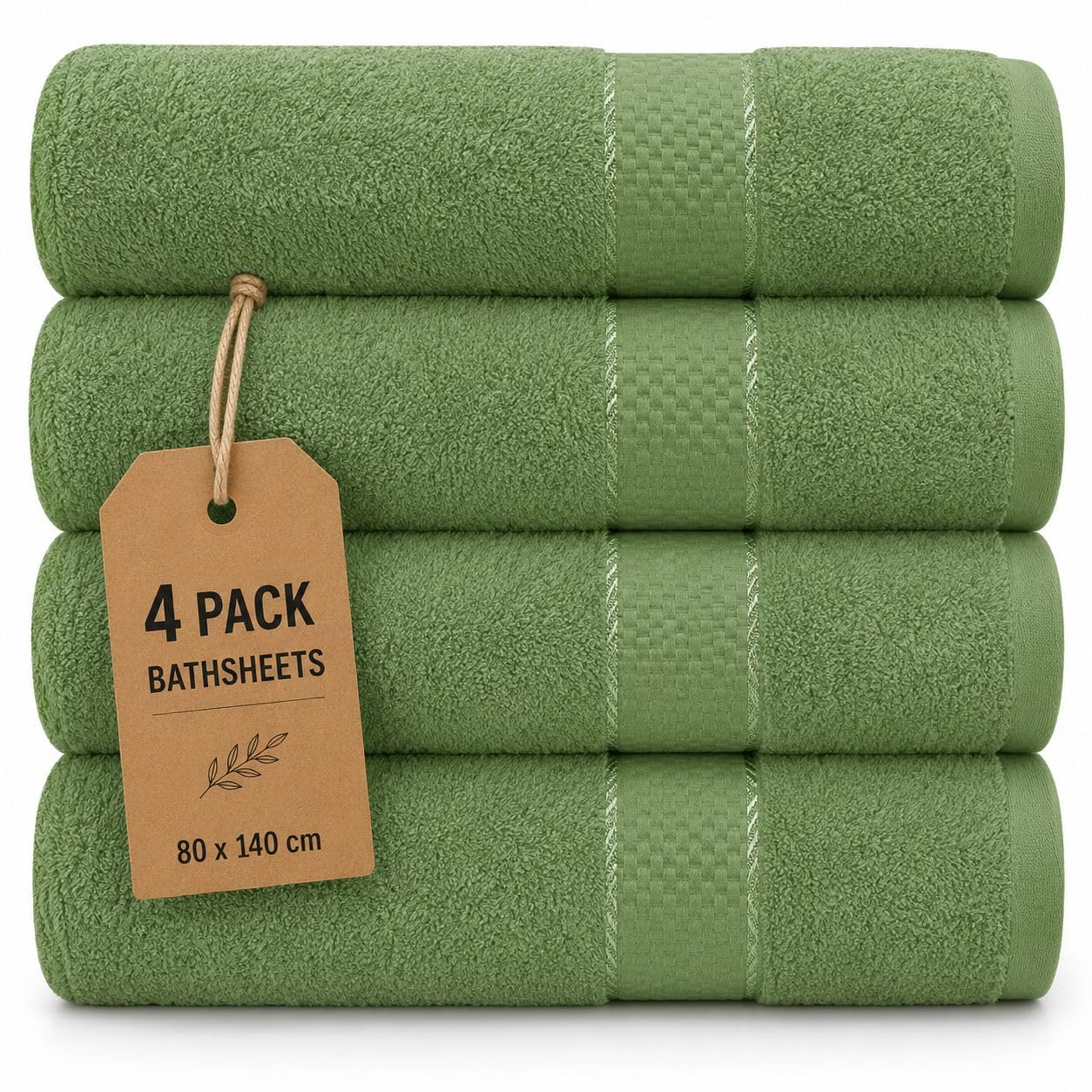 Casabella Luxury Pack Of 4 Bath Sheet 100% Egyptian Cotton Super Soft towel_Smoke Green