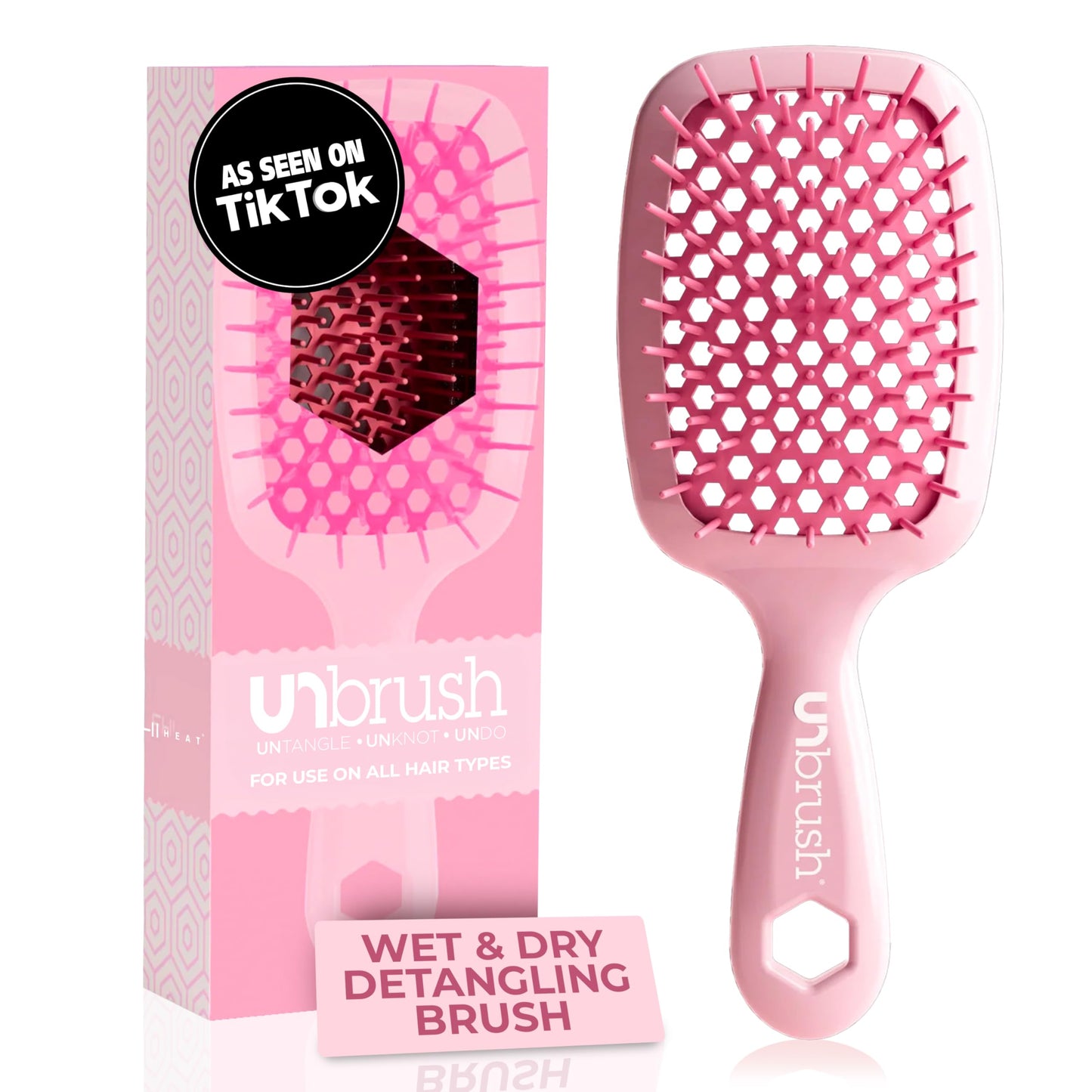 FHI HEAT UNbrush Wet & Dry Vented Detangling Hair Brush, Peony Light Pink