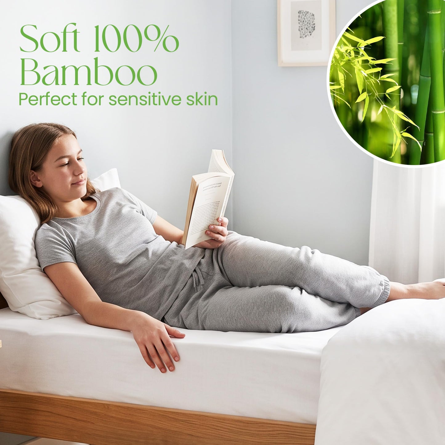 Single Waterproof Mattress Protector 90x190cm 100% Bamboo