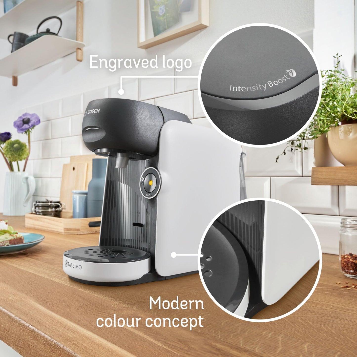 Tassimo by Bosch FINESSE TAS16B4GB POD Coffee Machine, 1400 Watt, 0.7 Litre - White