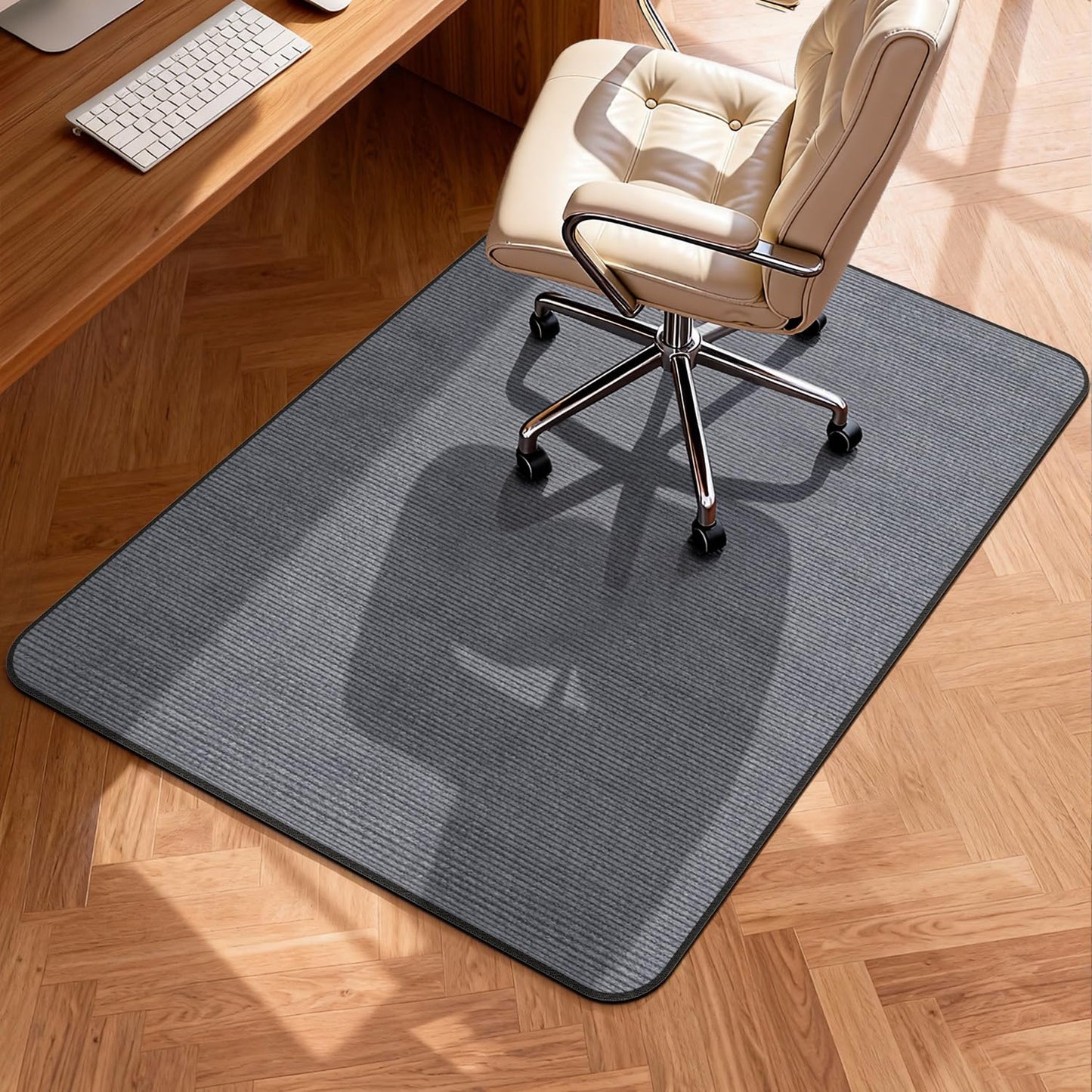 Blvornl Corduroy Office Chair Mat for Hardwood Floor and Low Pile Carpet, 90 x 120 cm Non-Slip Desk Rolling Chair Mat for Hard Floors