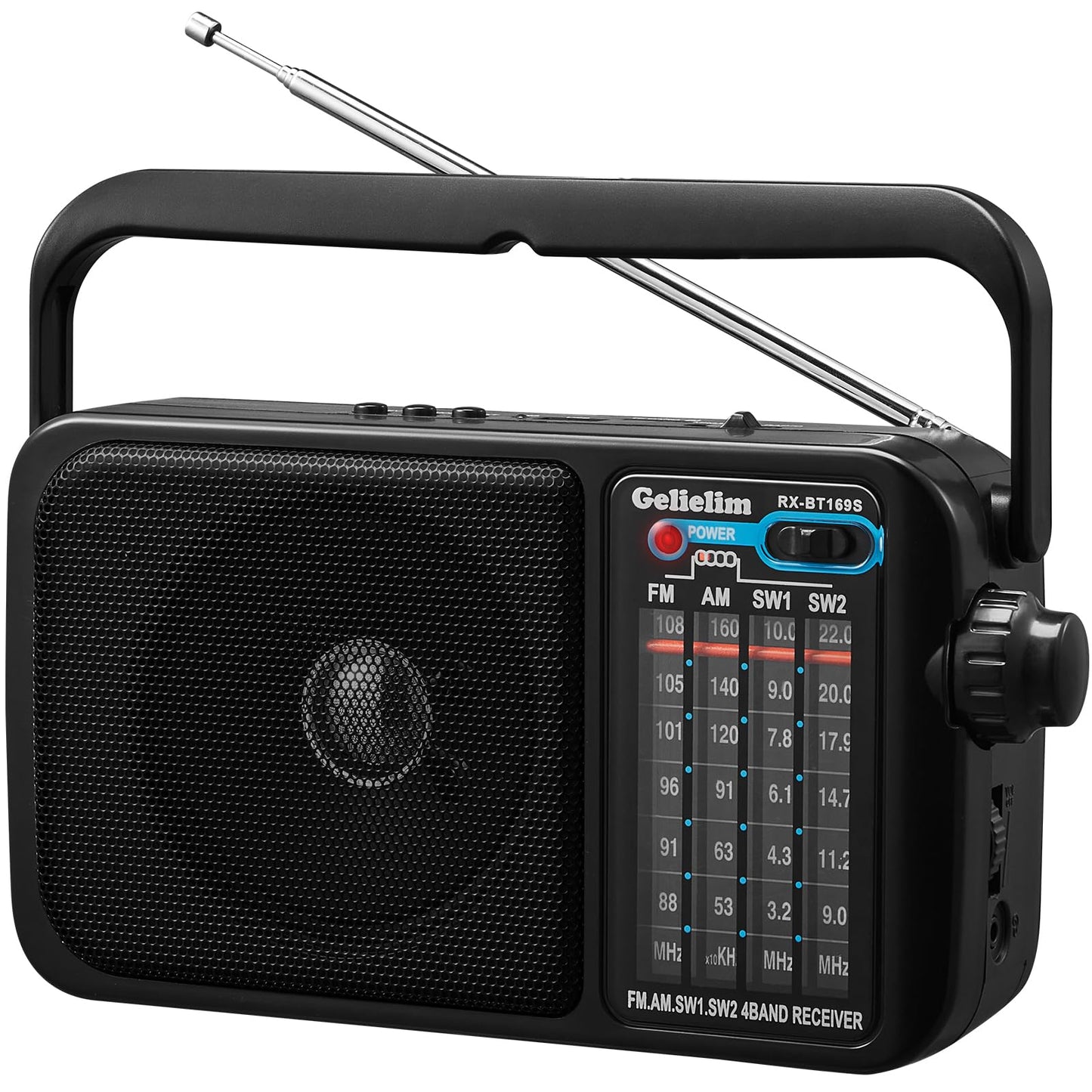 Gelielim Radios Mains and Battery, Portable Radio AM FM Shortwave Radio, Battery Radio for Home or Outdoor, Earphone Jack, Large Dial Easy to Use,