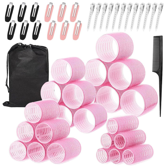 Hair Rollers with Clips 50PCS, Rollers for Hair Volume 4 Sizes (60/48/36/25mm) with 24 Clips, Large Hair Curlers Rollers for Long, Medium, Short,