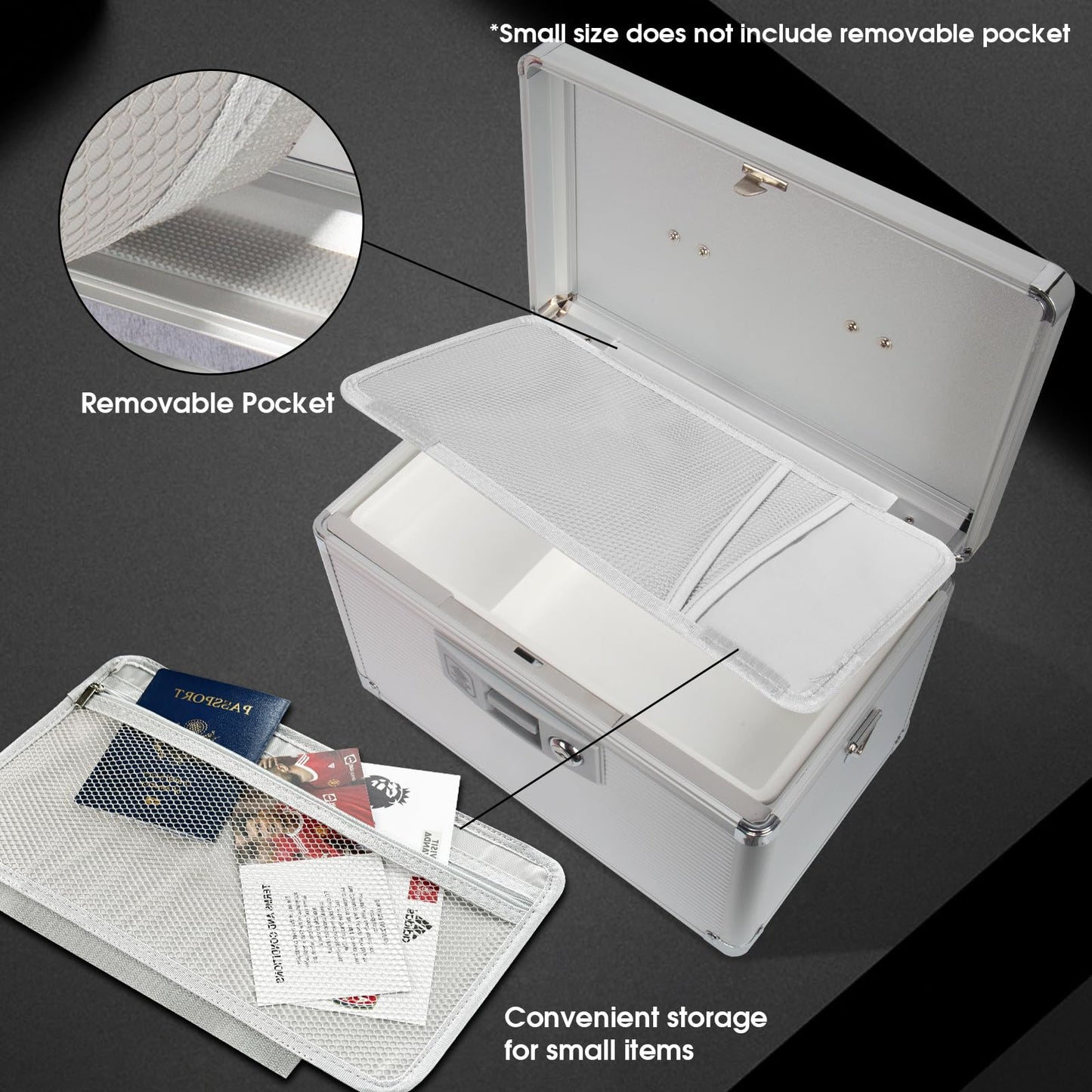 ZORVIDSON Medicine Lock Box with Key, Portable Medication Lock Box with Removeable Tray, Medicine Storage Box for Home (Silver, Medium)