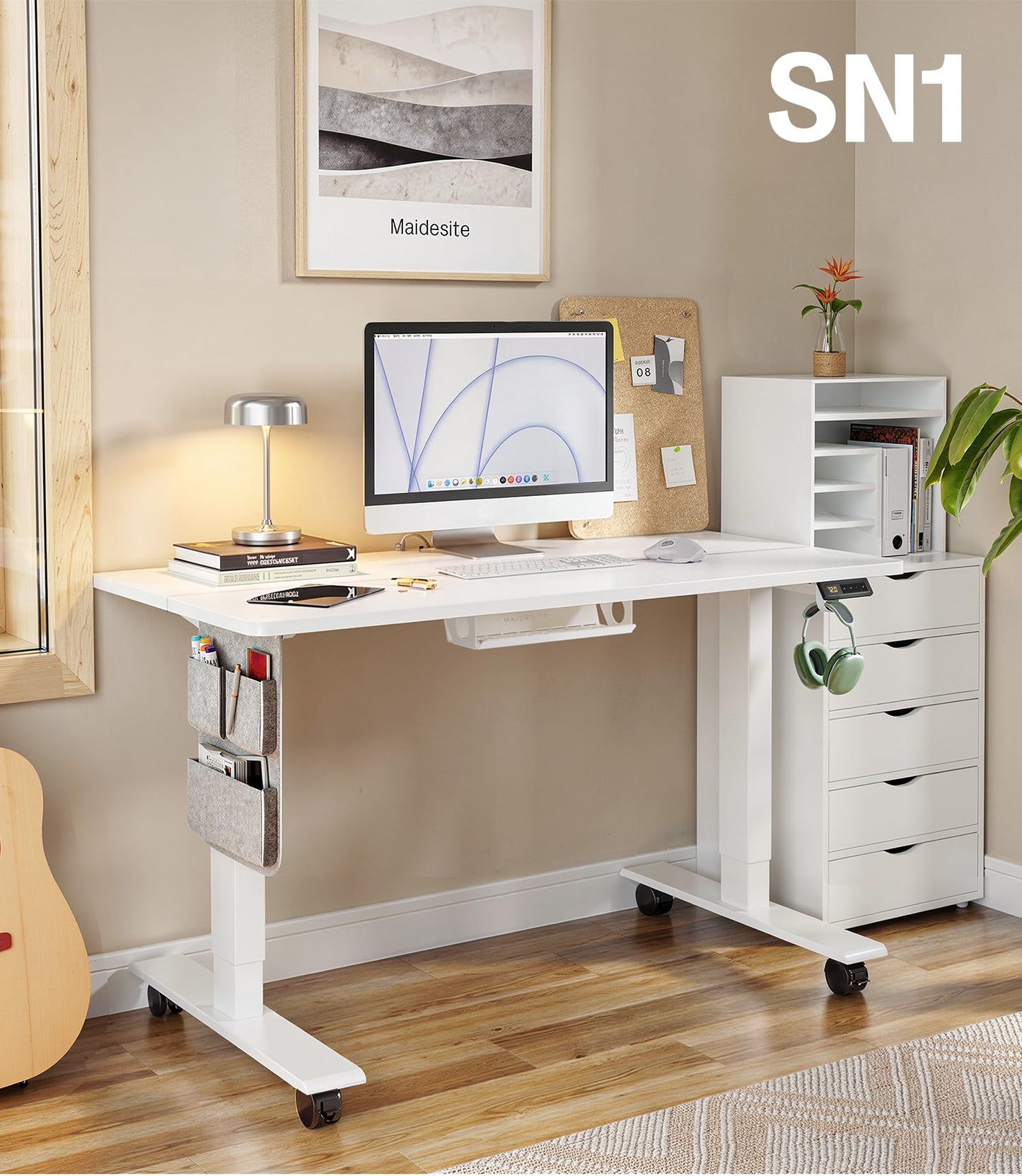 MAIDeSITe Electric Height Adjustable Standing Desk, 120x60cm Sit Stand Desk