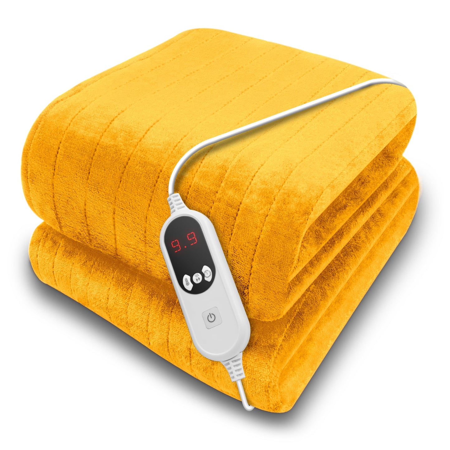 Purus Gold Heated Throw Electric Blanket, 160 x 120cm Heated Blanket Machine Washable Soft Micro Fleece Electric Throw Overblanket with 12HR Timer and