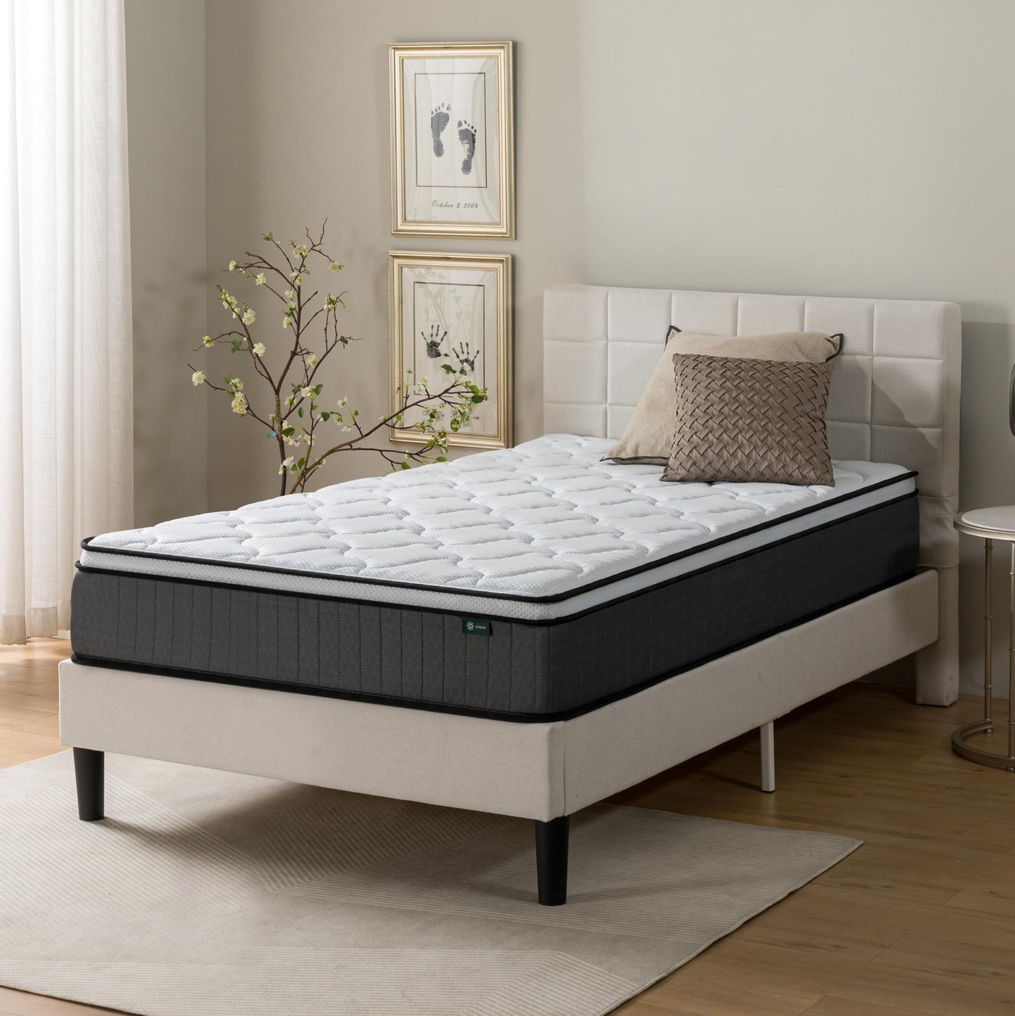 Zinus Memory Foam Pocket Sprung Mattress, White, 90 x 190 cm