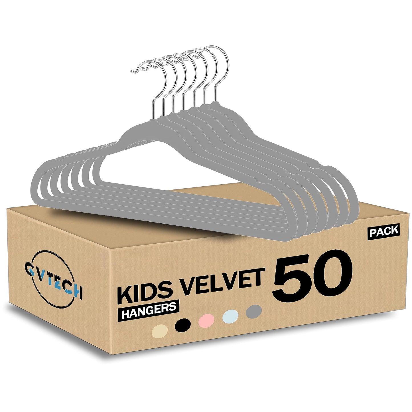 GVTECH Kids Hangers Velvet, [50 Pack] Children Cloth Durable Baby Hangers for Closet - Perfect Infant Toddler Kid Hanger for Everyday Use