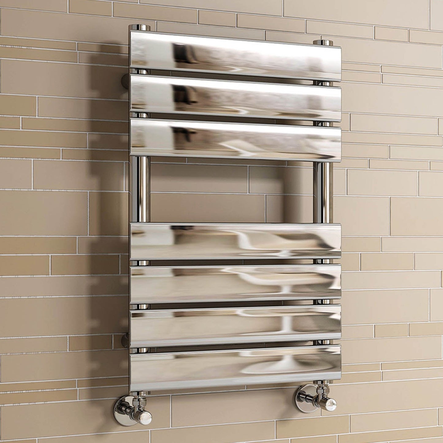 iBathUK Zerith Wall Mounted Flat Panel Heated Towel Rail, 7 Column Slim Flat Steel Hydronic Central Heating Towel Radiator with High Thermal Output