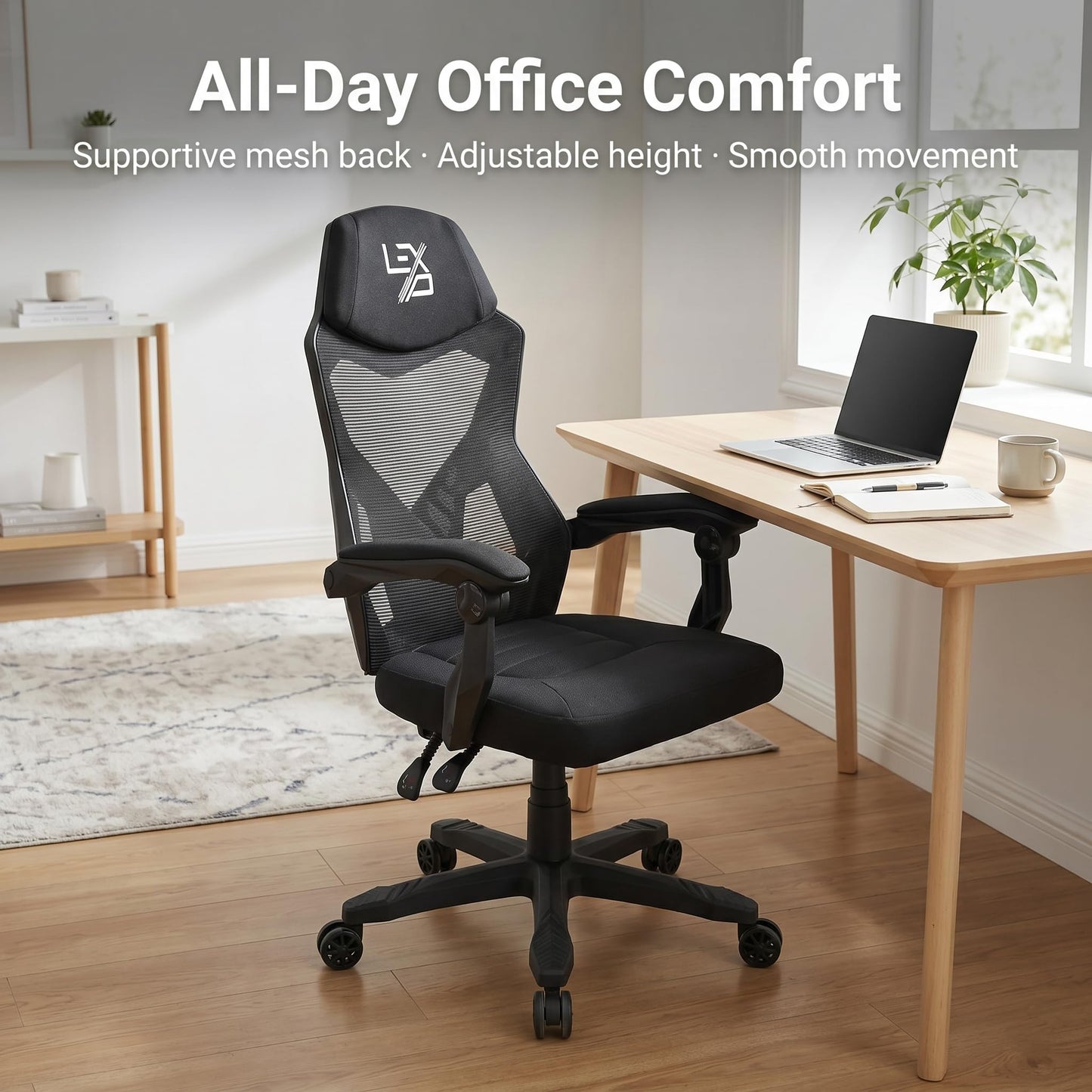 Lexip Ergonomic Gaming Chair with Recline Synchronised Padded Armrest