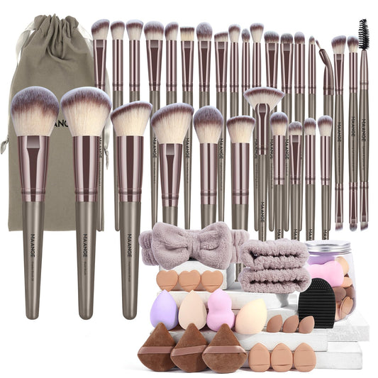 MAANGE Makeup Brushes, 51 Pcs Makeup Tool Set Multi-functional Makeup Brush Set Foundation Powder Blush Concealers Eyeshadows Make up