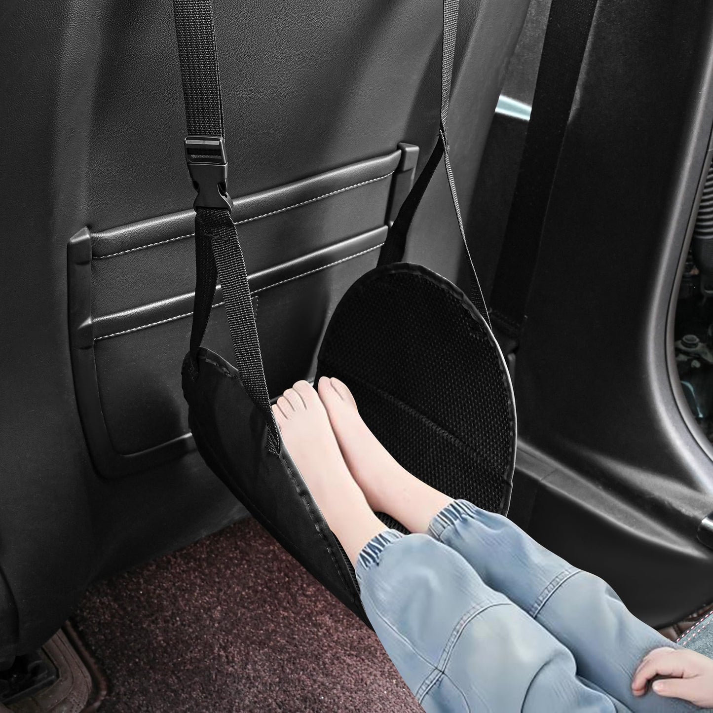 Qirc Portable Foot Hammock for Airplane, Adjustable Airplane Foot Rest for Long Flight, Footrest Hammock for Flight Train Office Under Desk Travel