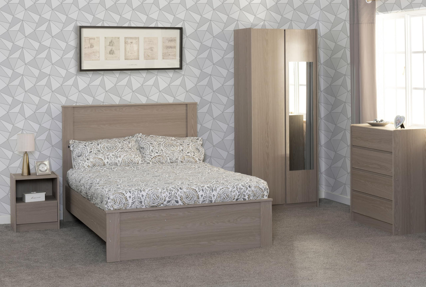 Seconique Paris 2 Door Mirrored Wardrobe in Smoked Ash Effect