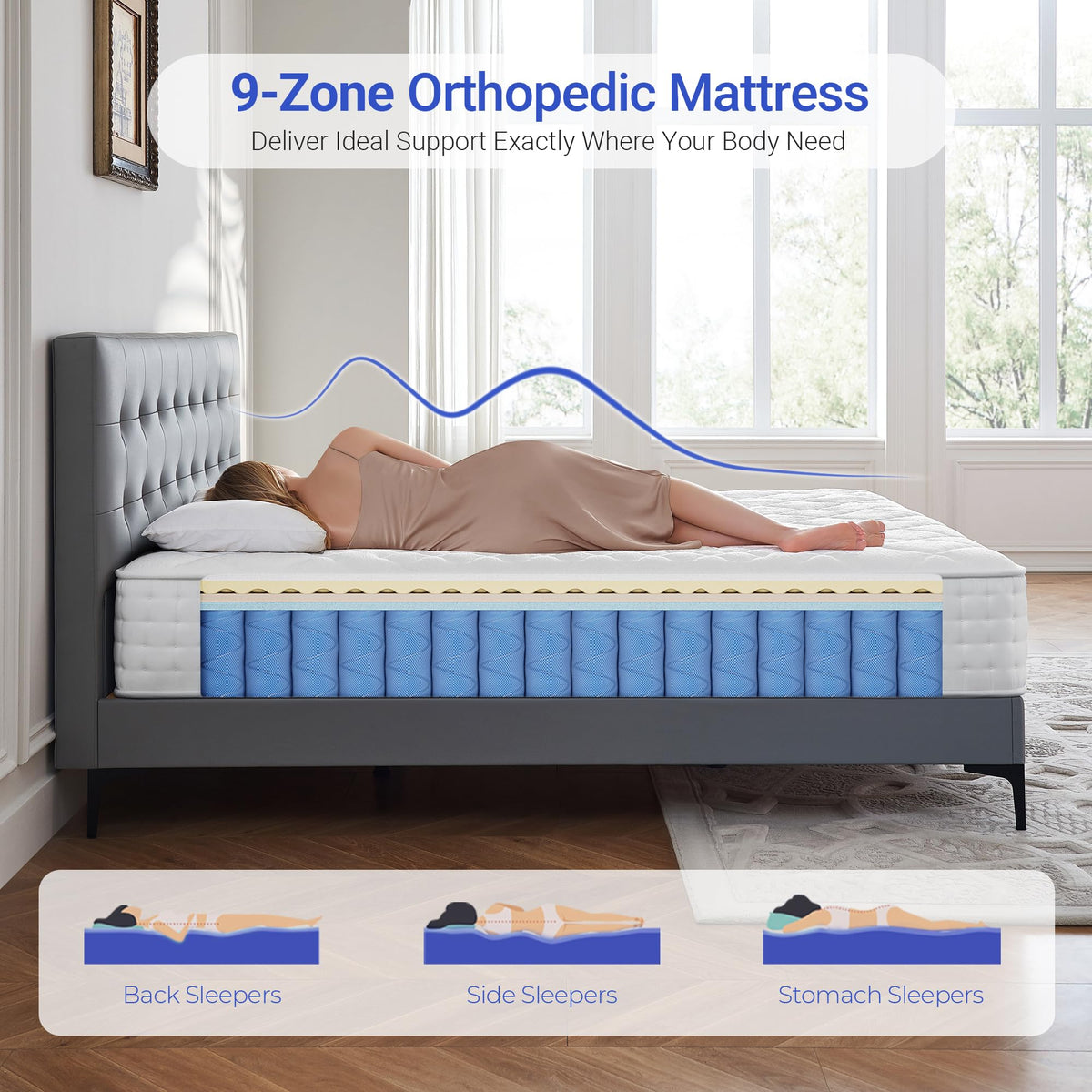 dosleeps Single Mattress 3FT | 10.2" Extra Thick Memory Foam & Pocket Sprung | 9-Zone Orthopedic Support, Breathable Cover