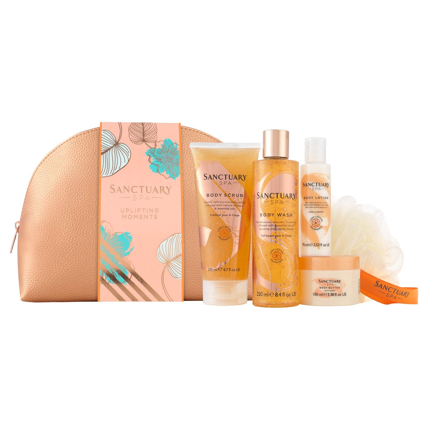 Sanctuary Spa Gift Set, Uplifting Moments Travel Wash Bag Vegan Beauty Gift, Gifts For Women, Gift For Her, Pampering Set, Body and Bath Set, For
