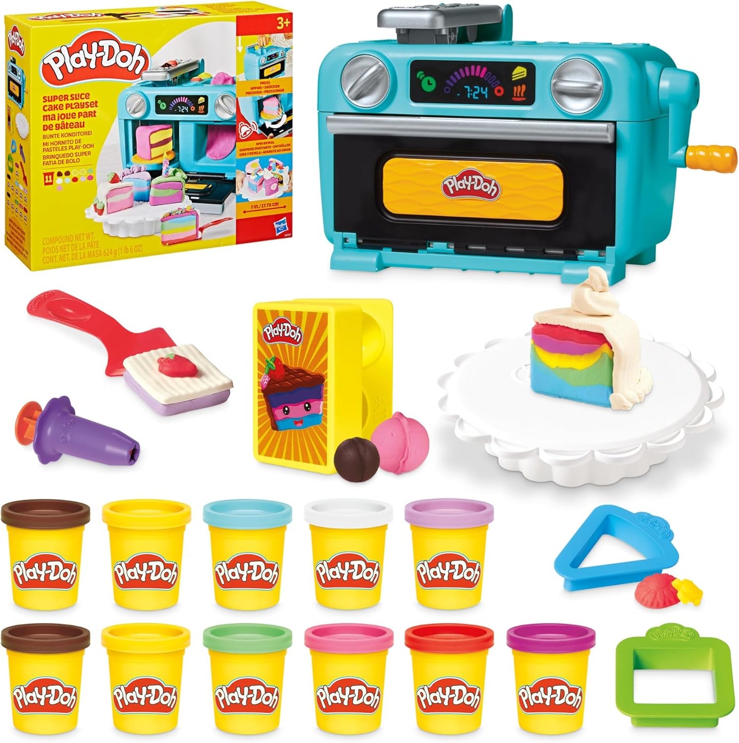 Play-Doh Super Slice Cake Playset, New but open scruffy box. Missing 1 pot of Pay-Doh