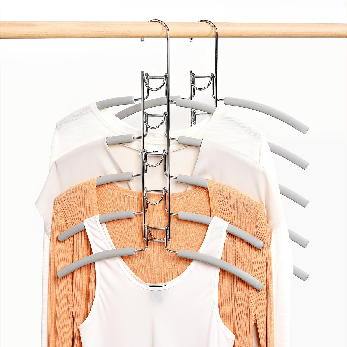 Amber Home 2pcs Multi Layer Metal Coat Hanger with Sponge (1 Fixed Hook)
