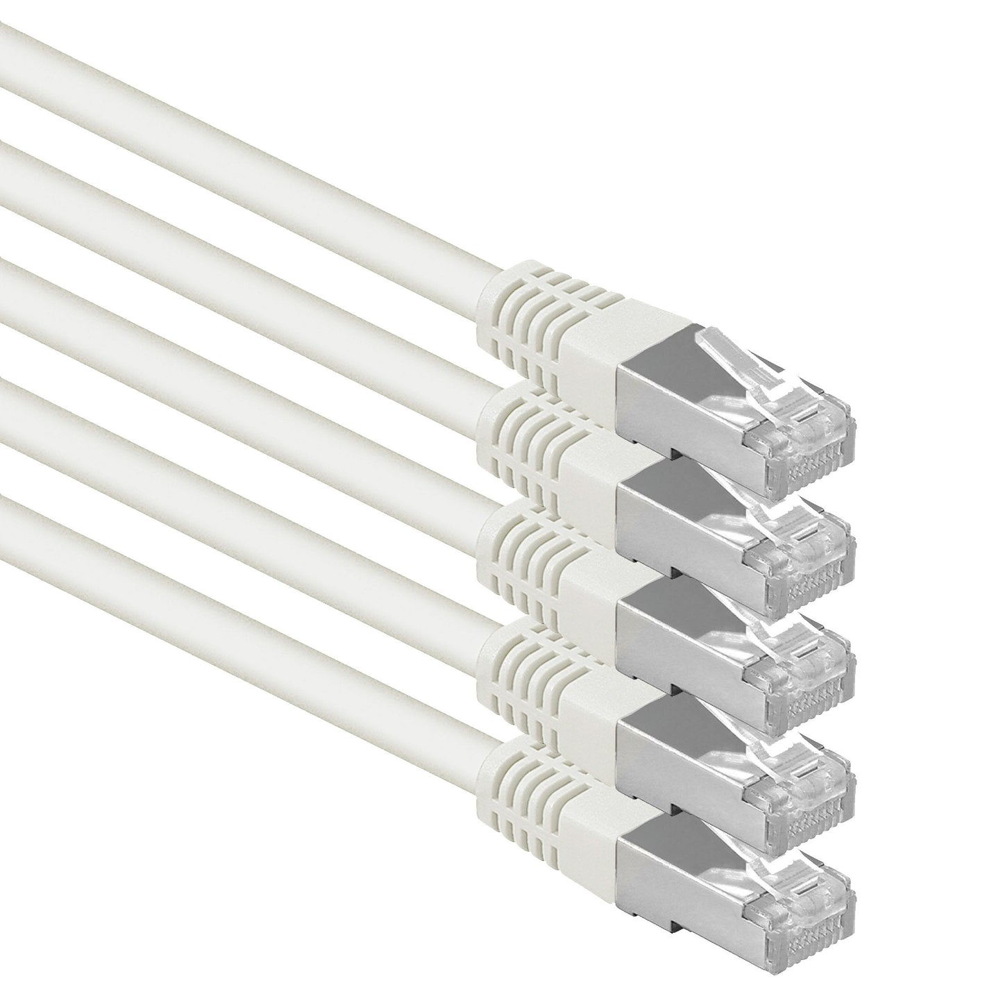 1aTTack.de 1 m white - 5 pieces Cat.6 patch cable network cable CAT6 S-FTP Gigabit Lan PIMF CAT 6 copper CU halogen-free Internet DSL game console
