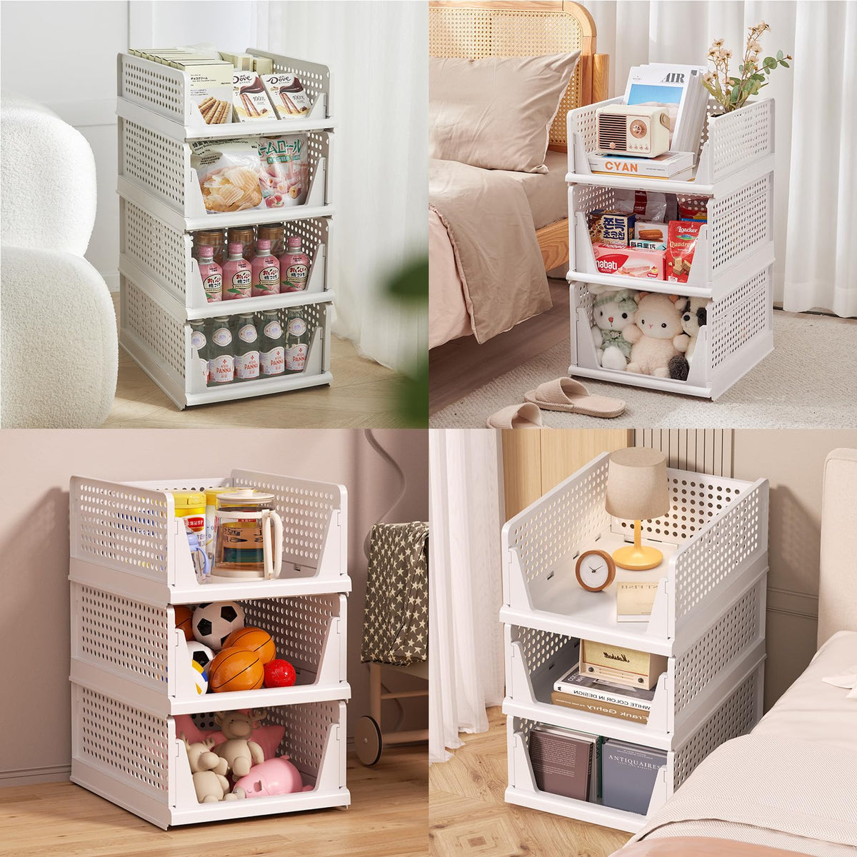 BTGGG 8 Pack Wardrobe Storage Organiser, Stackable Storage Drawers for Wardrobe, Plastic Clothing Closet Organiser, Folding Storage Boxes Baskets