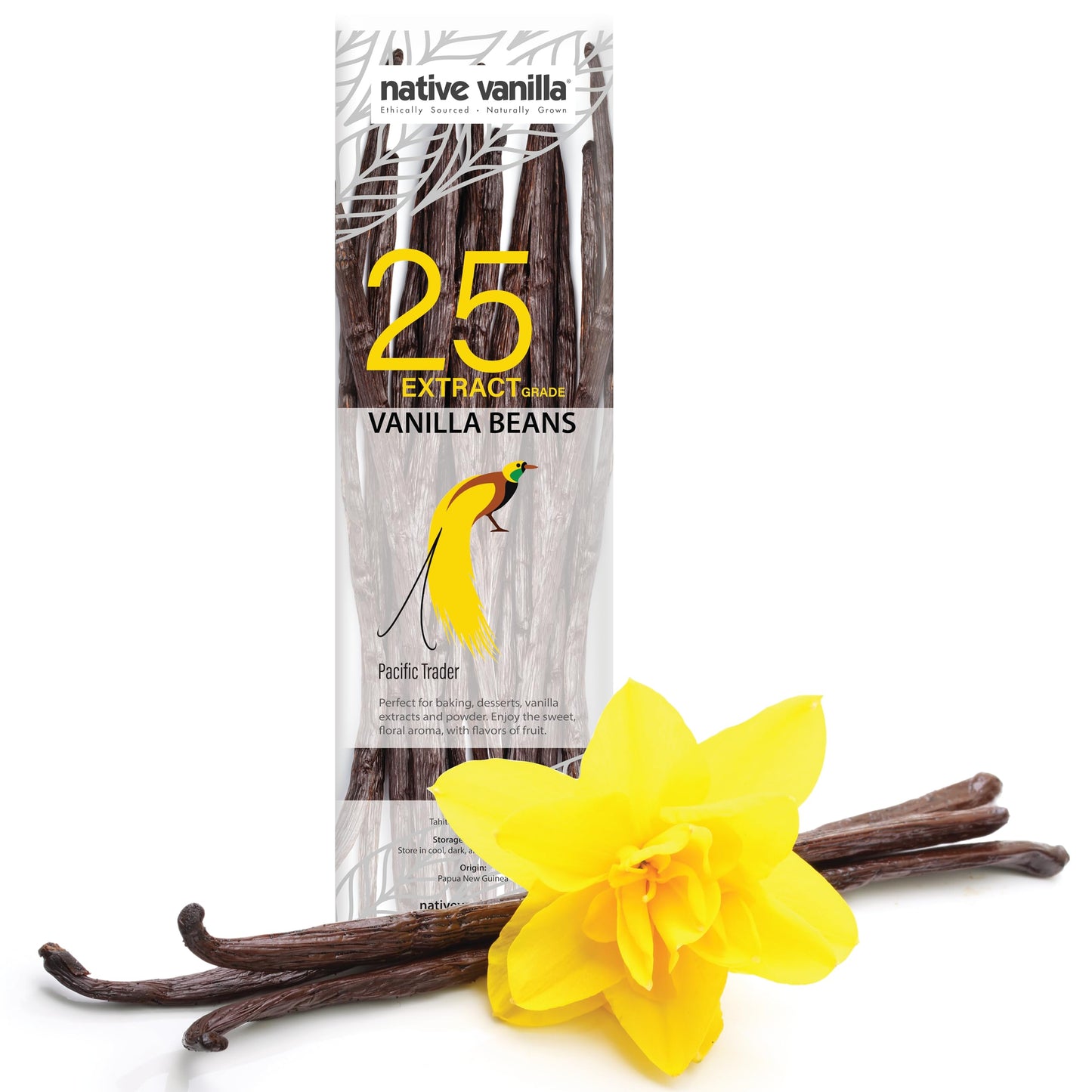 Native Vanilla Tahitian Vanilla Pods Grade B Extract Pacific Trader Premium Bulk Vanilla Beans Fresh (25 Count (Pack of 1))
