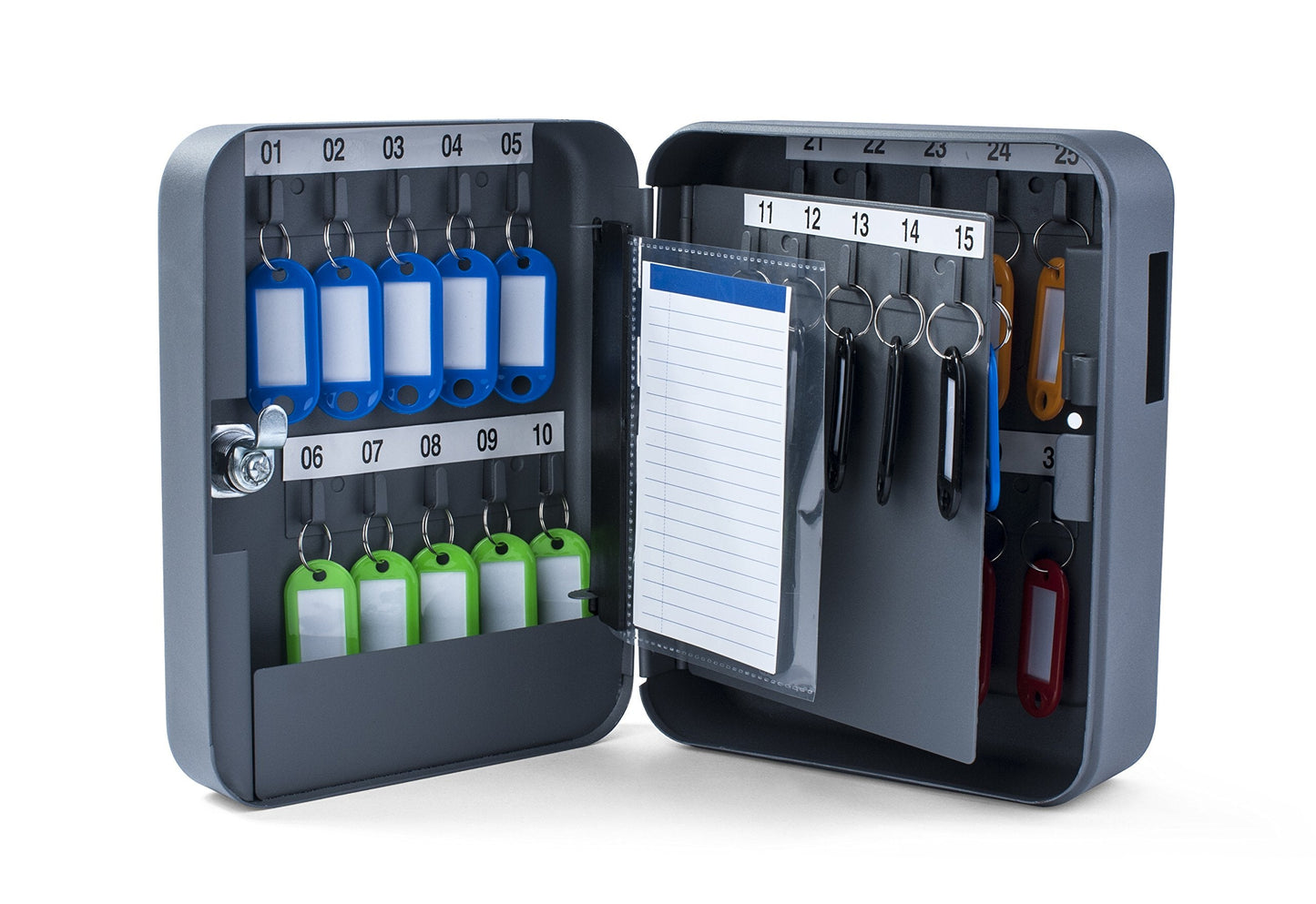 Pavo - Key Cabinet for 30 Keys , Size : 8x16x20 cm - Dark Grey / 30 Key Rings Included