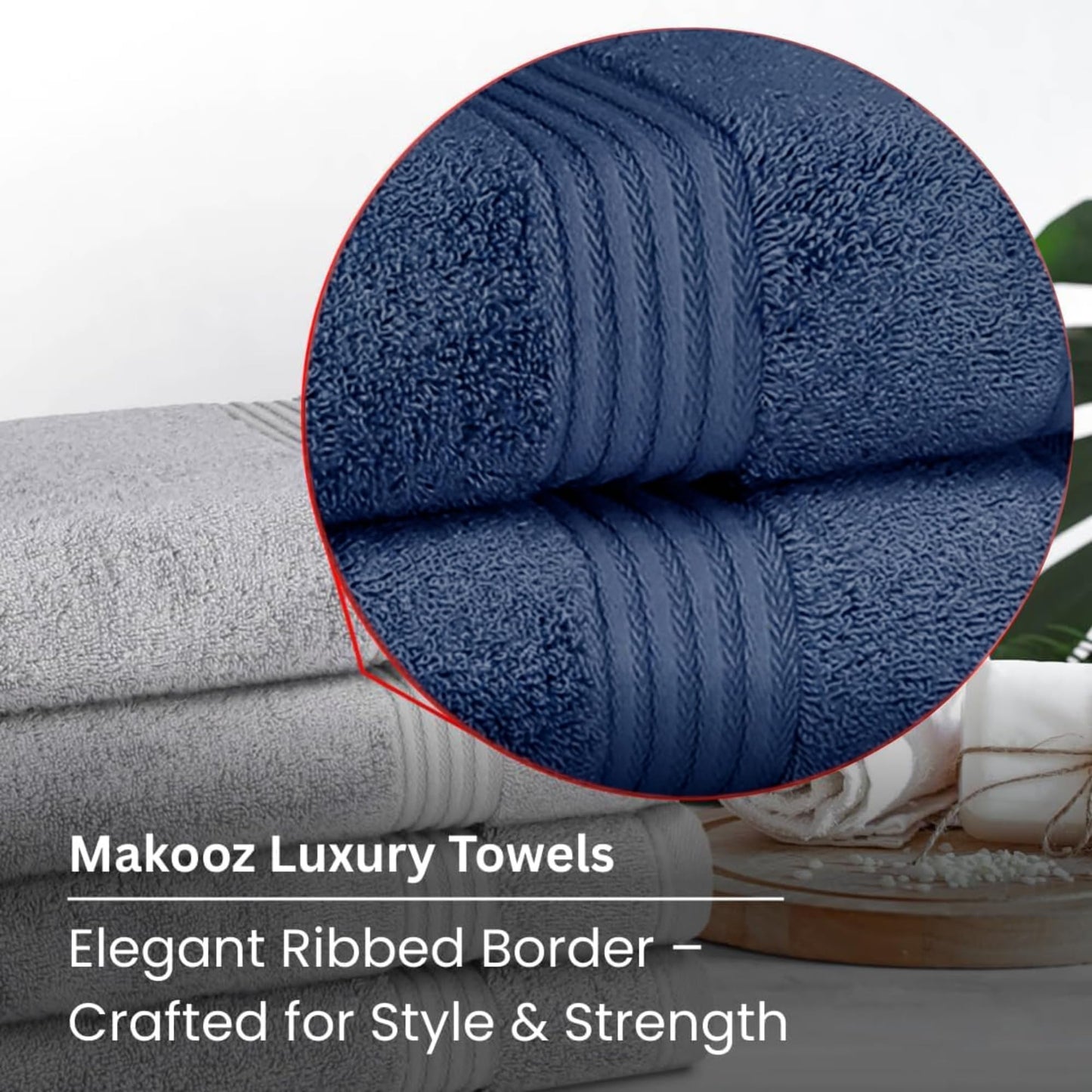 Makooz Luxurious Bamboo Hand Towels for Bathroom 2 Pack - 700 GSM Bamboo & Egyptian Cotton 50/50 Blend - Ultra Silky Soft, Quick Dry, Absorbent