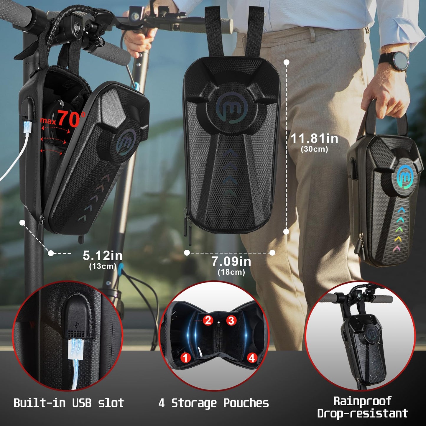 Mezelon Anti Theft Lock for Electric Scooters, Bikes, Motorbikes, Handcuff Locks with Waterproof Storage Bag, Hardened Laminated Steel Lock for E