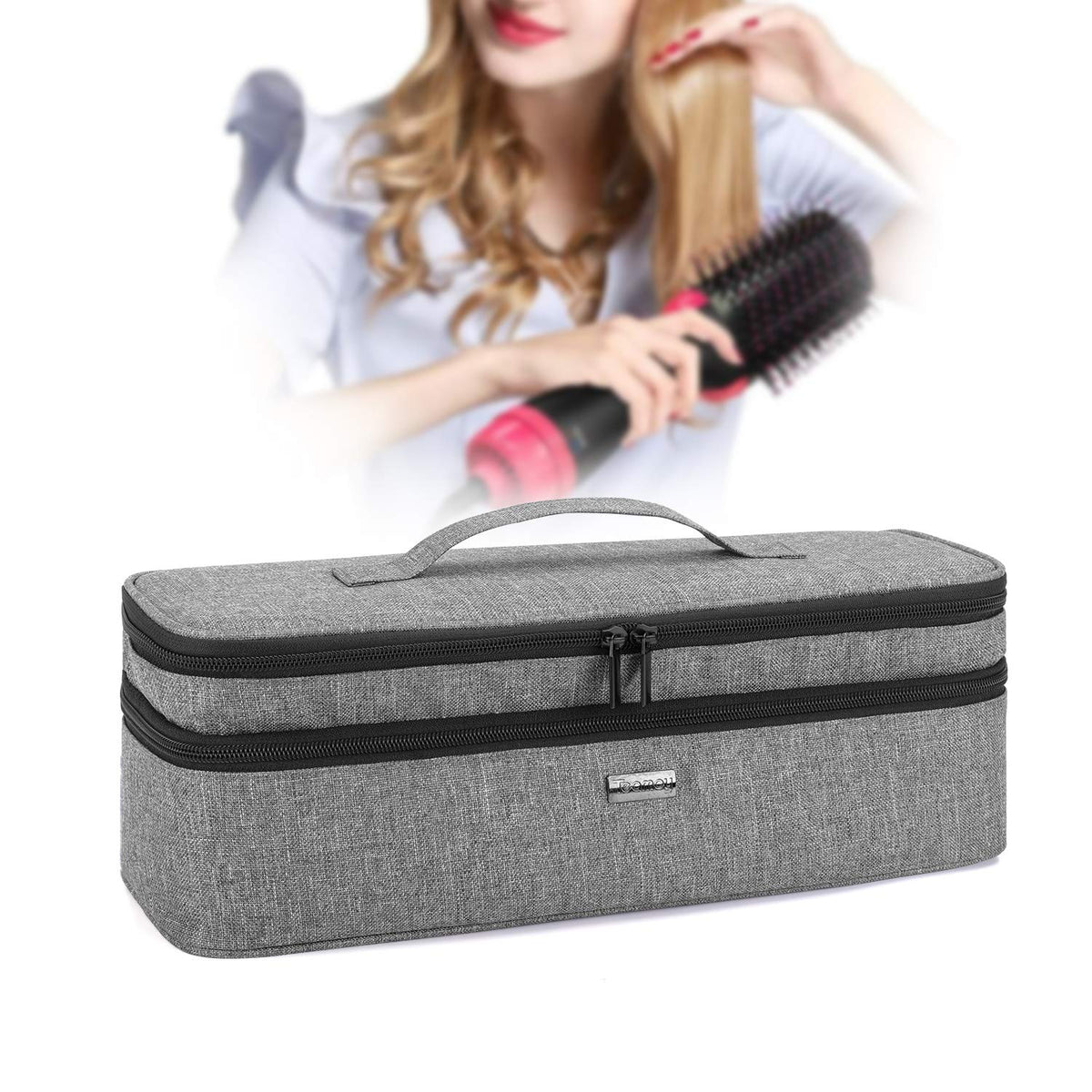 Teamoy Travel Case Compatible with Revlon One-Step Hair Dryer And Volumizer Hot Air Brush, Double-Layer Carrying Case for Hair Dryer Brush and Other