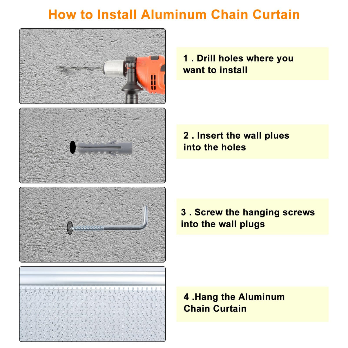 Chawniao 100cm x 210cm Premium Aluminium Fly Door Chain Curtain for doorways, Fly Screens Metal Insect Screen Blinds