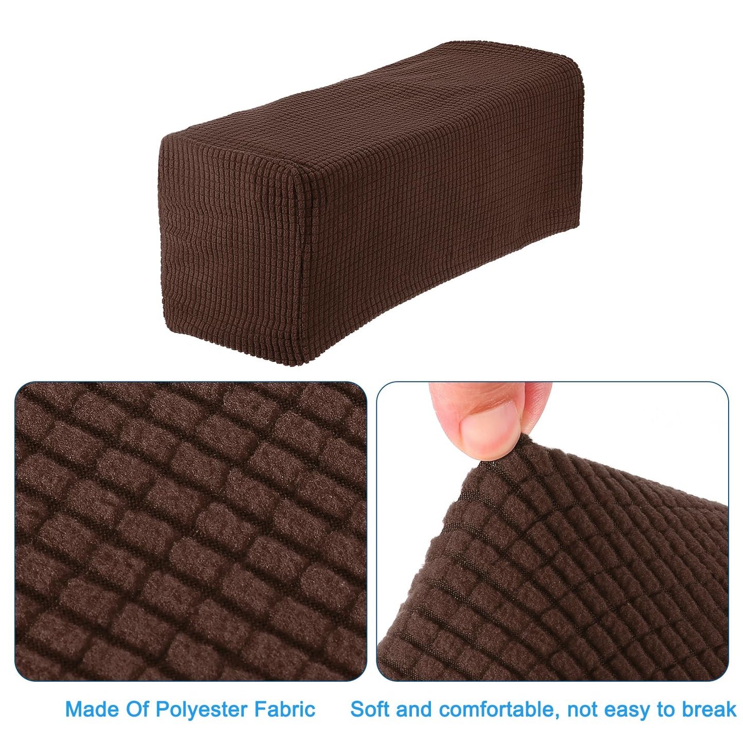 sourcing map 2pcs Stretch Armrest Covers for Chairs/Sofas, Couch Arm Covers with Twist Pin, Furniture Protector Slipcovers Brown