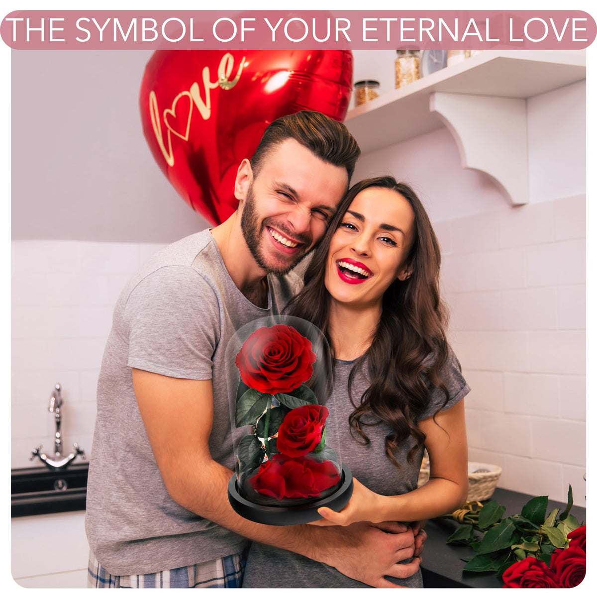 LOVAPPY Eternal Flower in a Glass Dome: Preserved Rose - The Perfect Infinity Forever Rose Gift for Her on Valentine's Day, Mother's Day, Birthday,