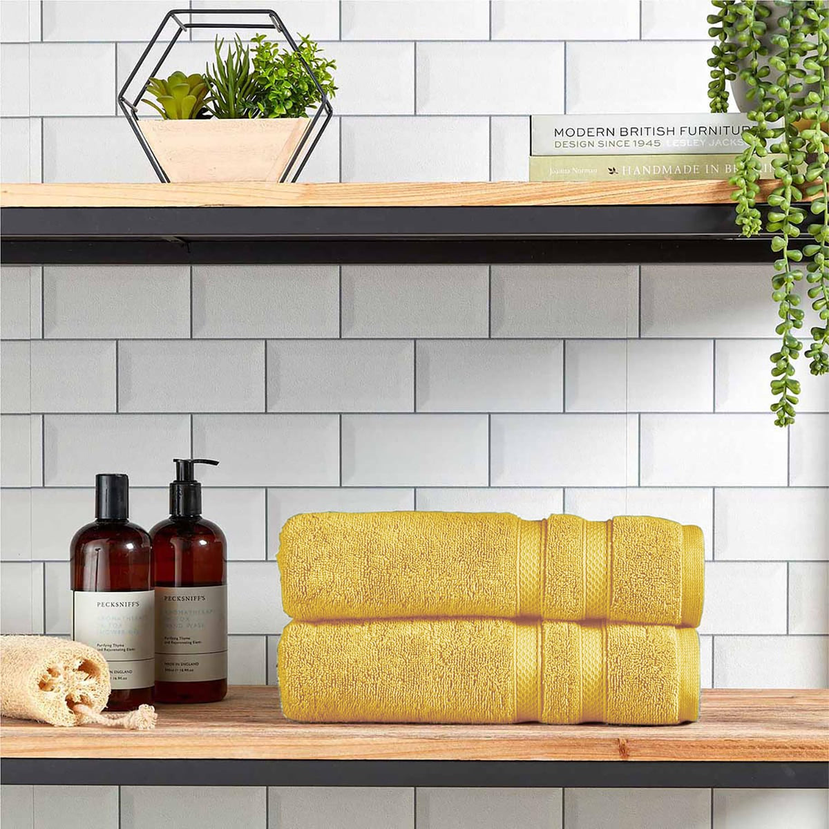 Christy Chroma Yellow Bath Towels | Set of 2 | Highly Absorbent Heavyweight 675GSM | Bold and Bright | Soft Velvety Smooth Bathroom Shower Towels