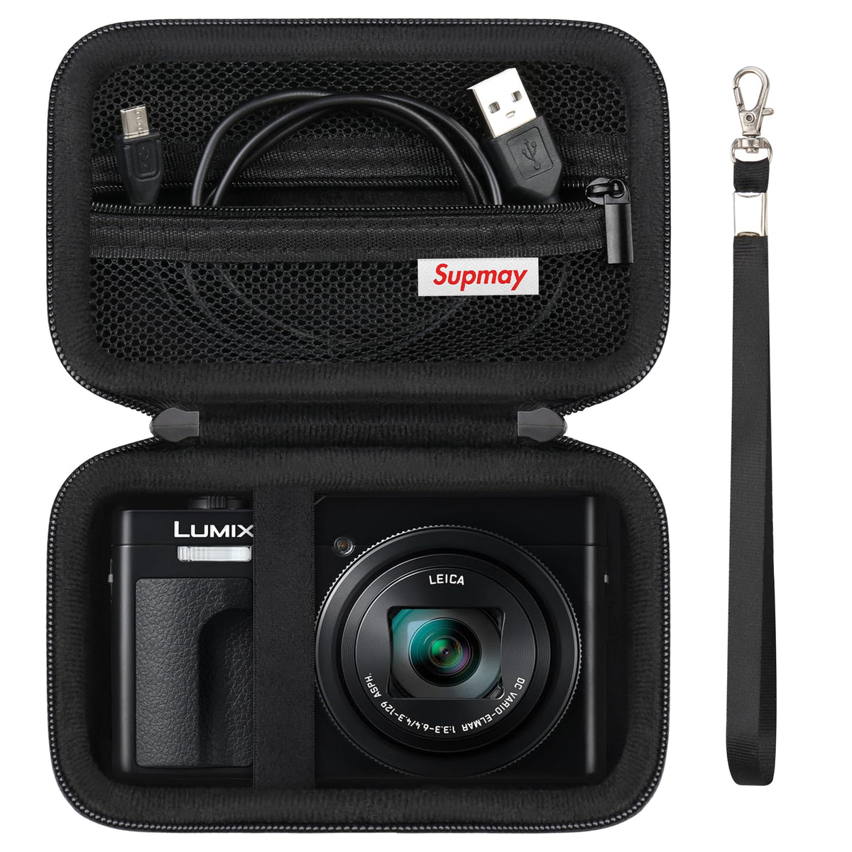 Supmay Camera Case for Panasonic LUMIX DC-TZ99E-K Compact Travel Zoom Camera/LX10 ZS200D ZS200 ZS80D ZS80 ZS100 ZS70 ZS60, Protective Case Bag with