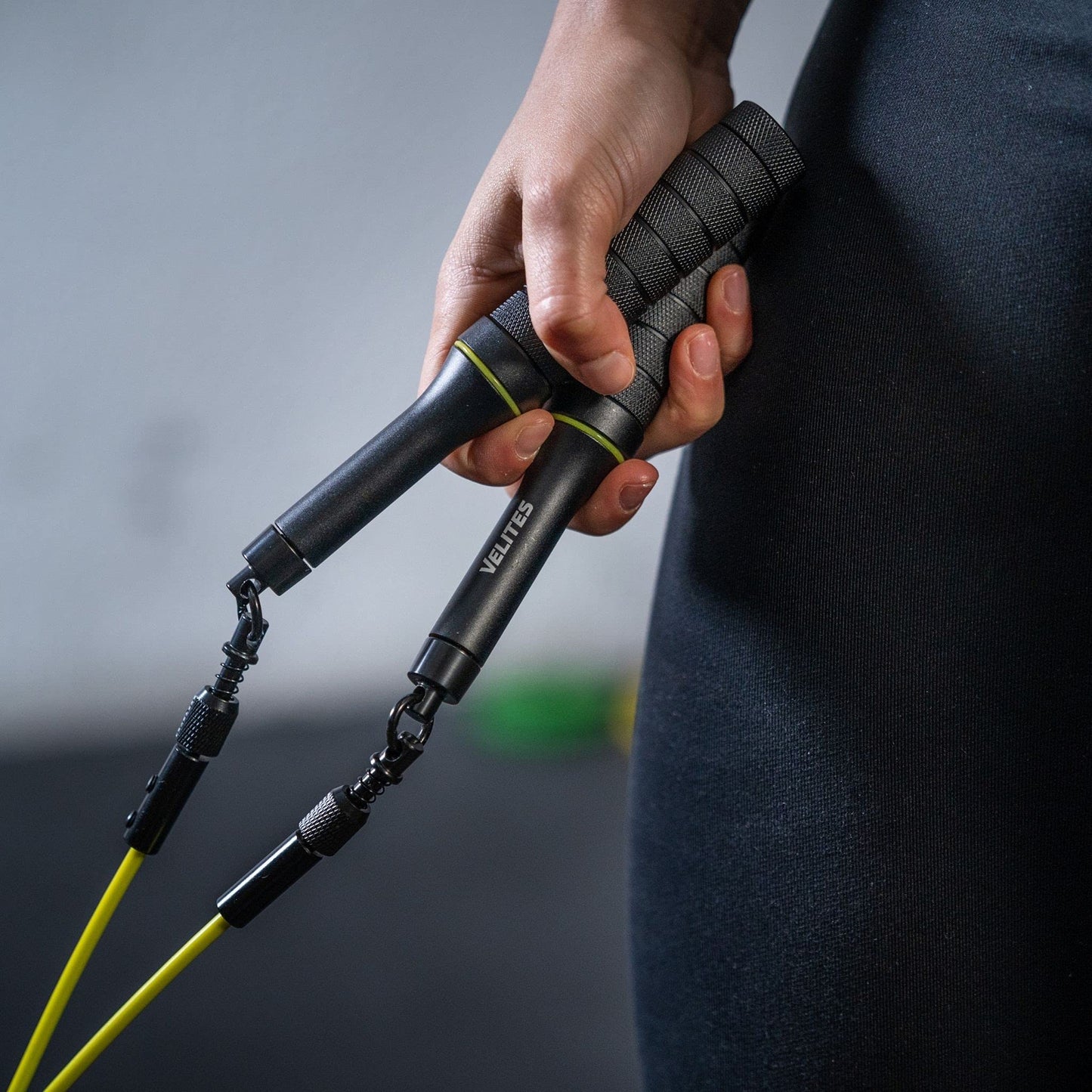 Velites Weighted Jump Rope for Crosstraining, Boxing and Fitness Earth 2.0 - Ideal for Maximizing Muscle Strength | Aluminium Rope (Black)